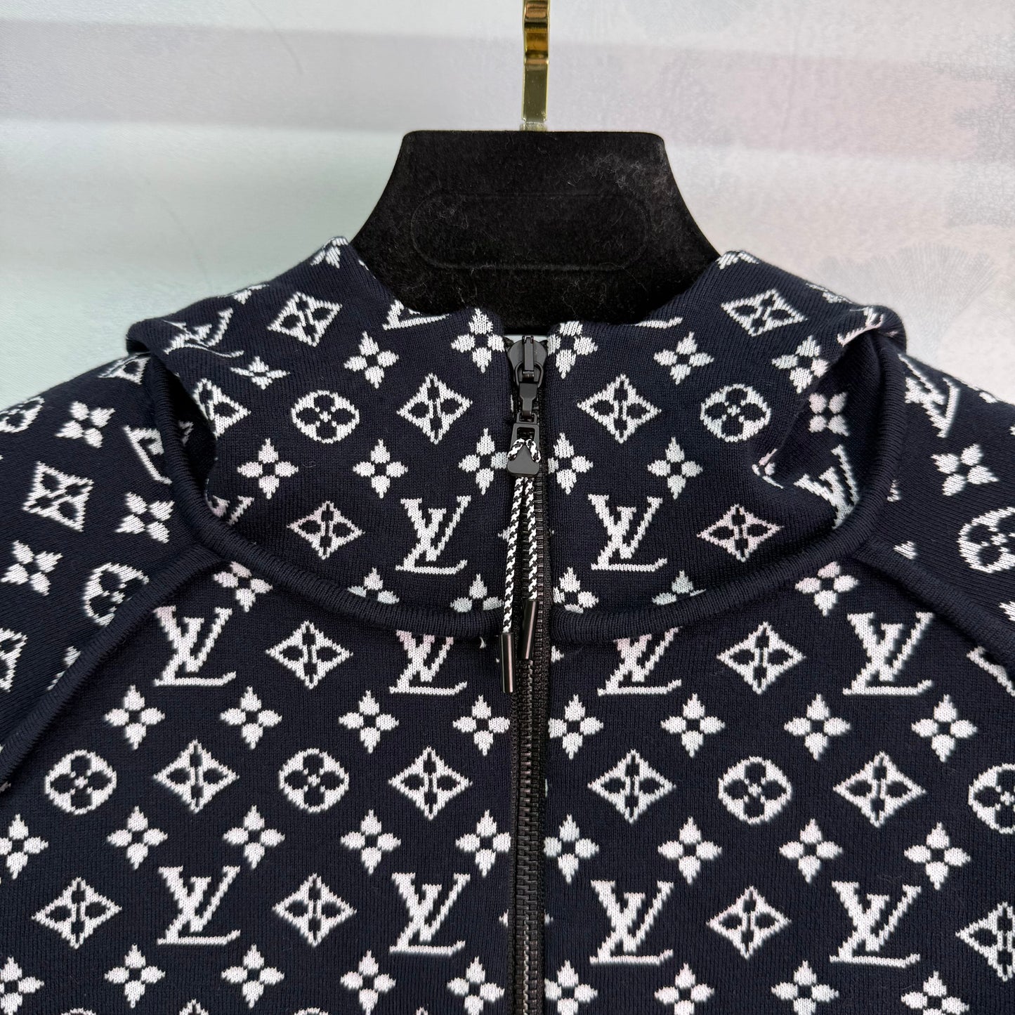L 2025 Early Fall Jacquard patchwork hooded knitted short-sleeved cardigan!