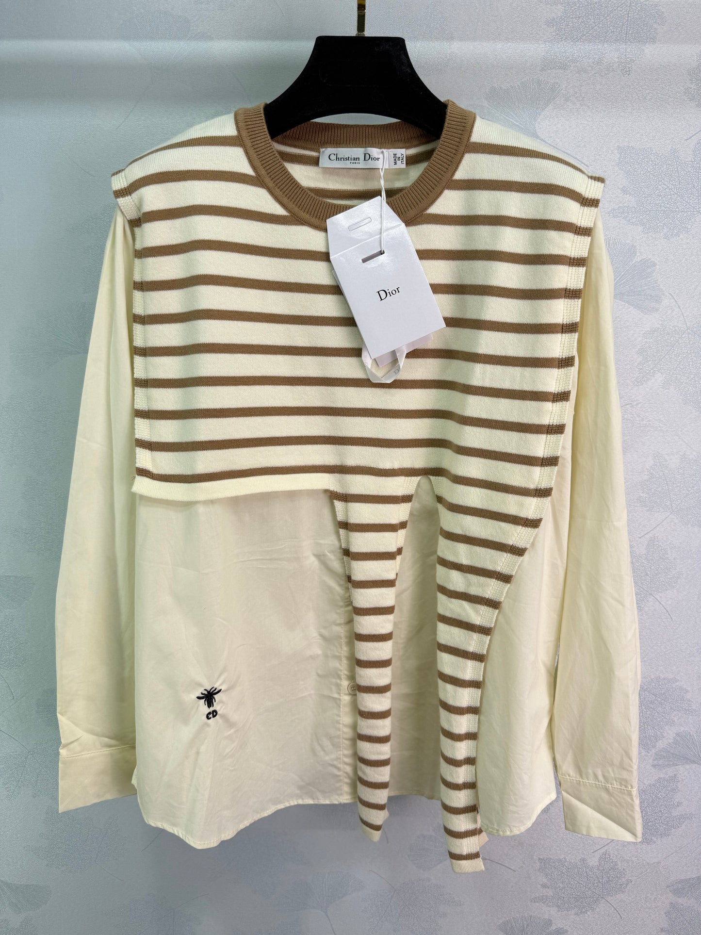 D 25 new striped shirt fake two-piece top