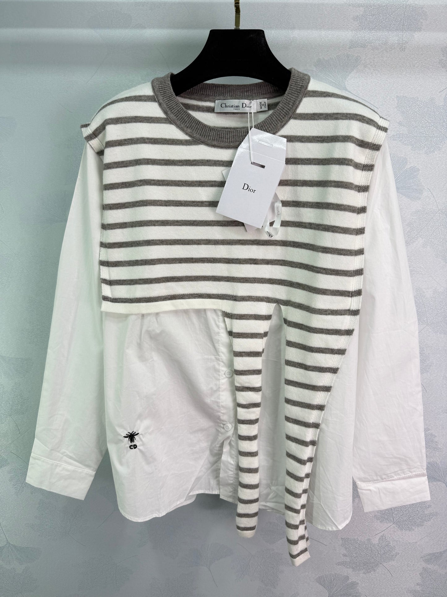 D 25 new striped shirt fake two-piece top