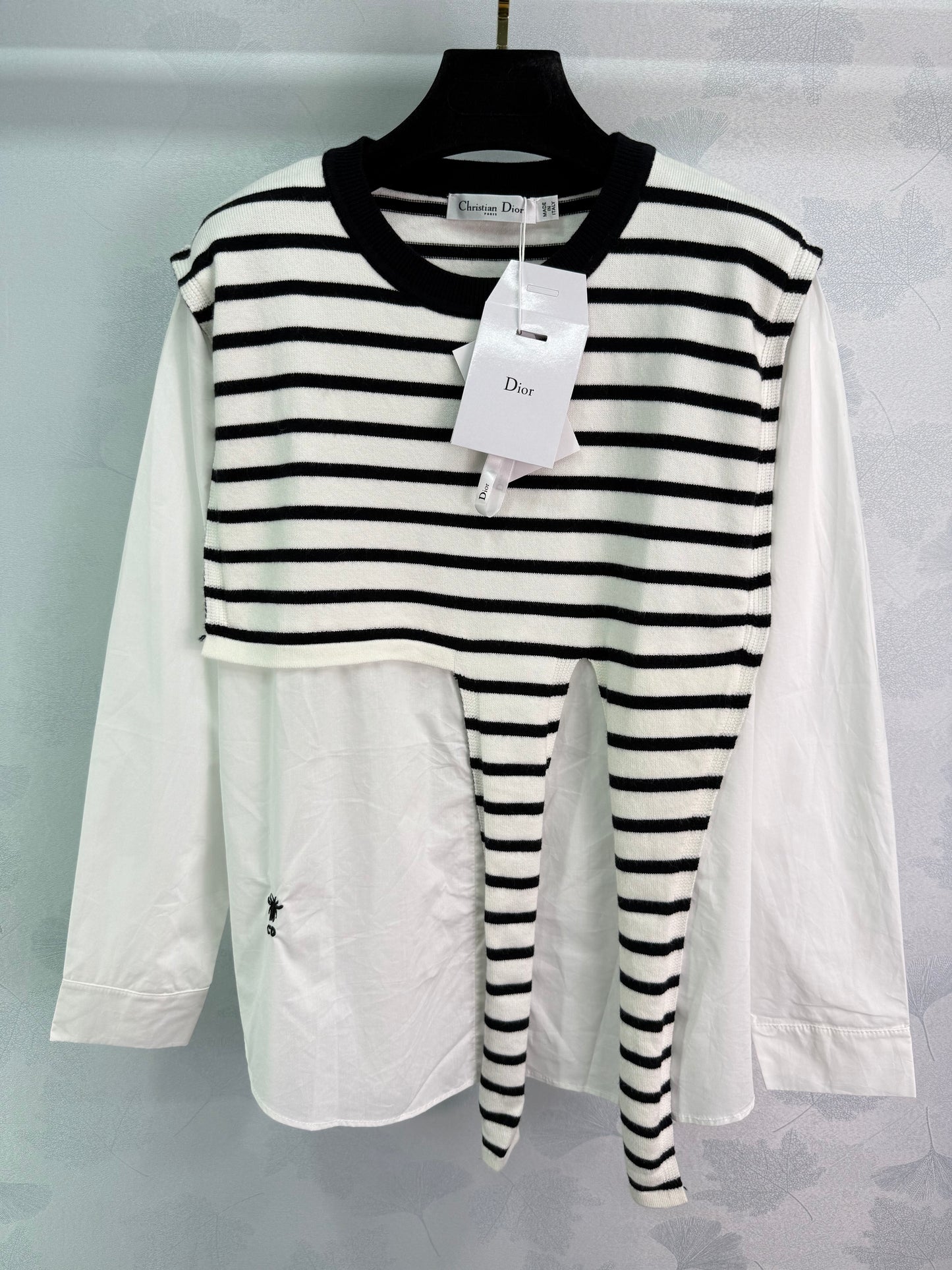 D 25 new striped shirt fake two-piece top