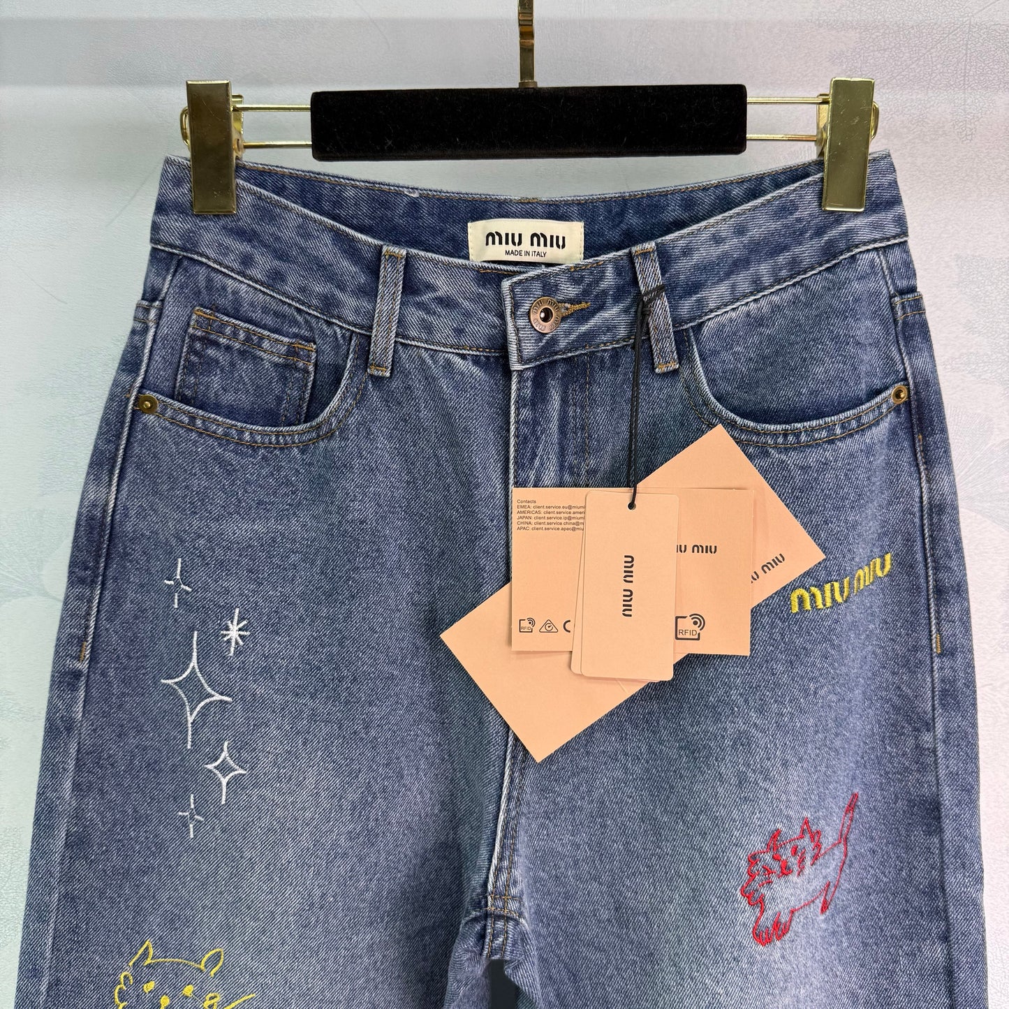M 2025 Early Fall Latest Series! High-waisted embroidered denim trousers