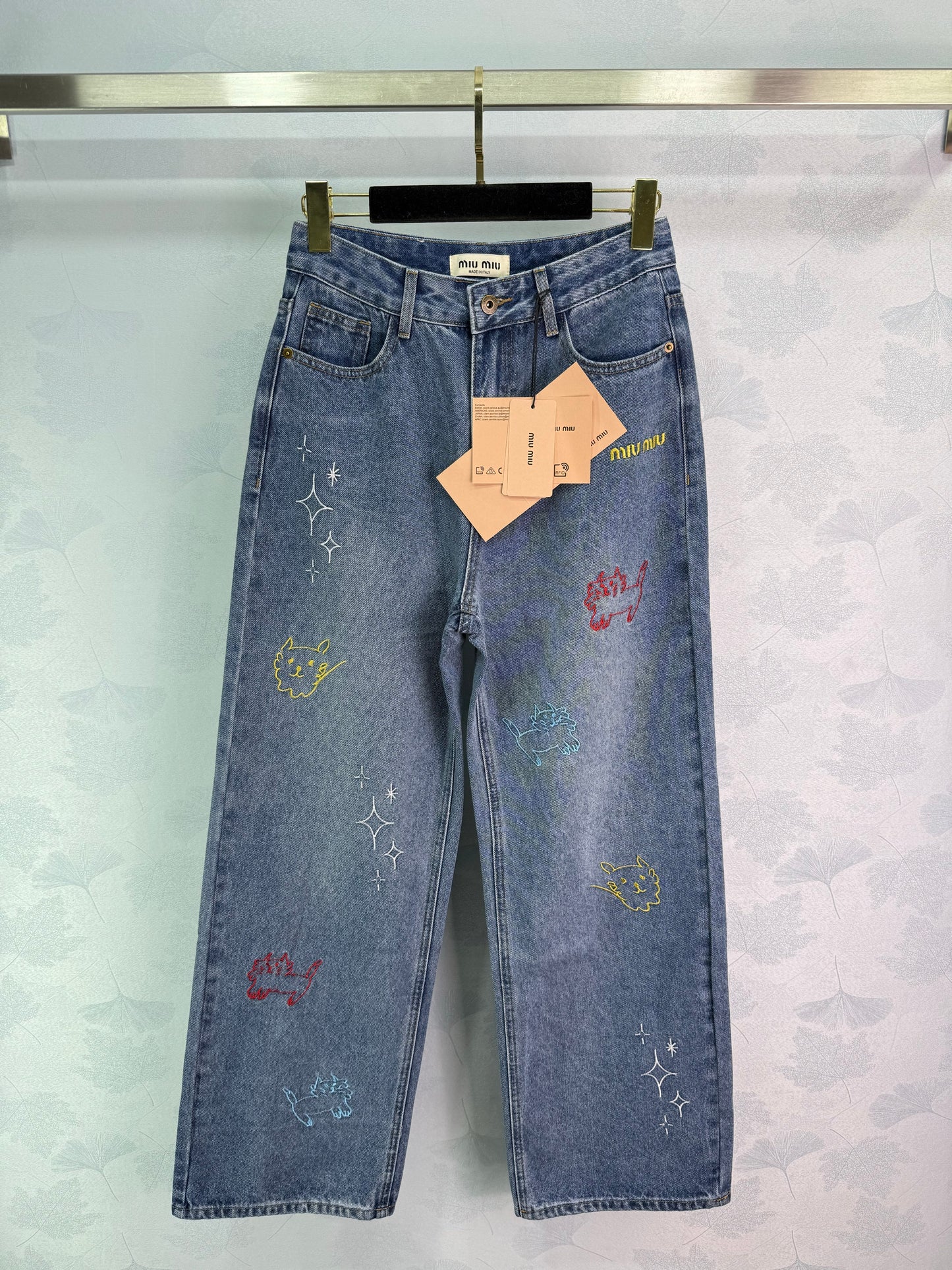 M 2025 Early Fall Latest Series! High-waisted embroidered denim trousers