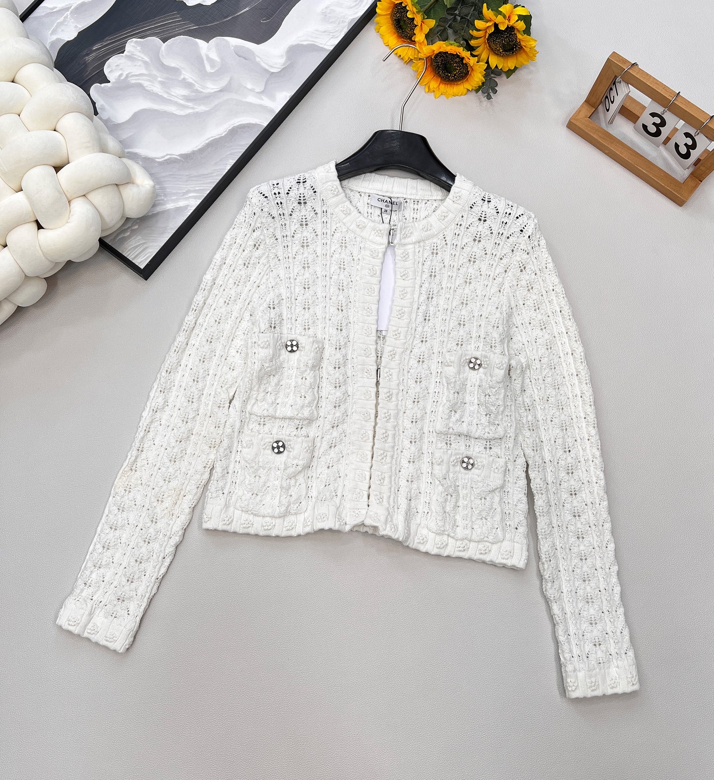 C 25fw Hollow Embossed Woven Cardigan