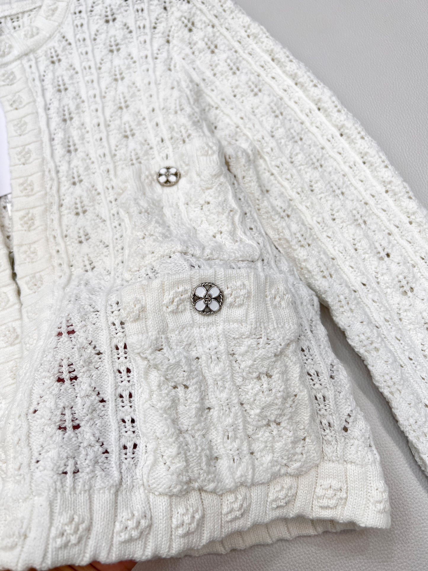 C 25fw Hollow Embossed Woven Cardigan