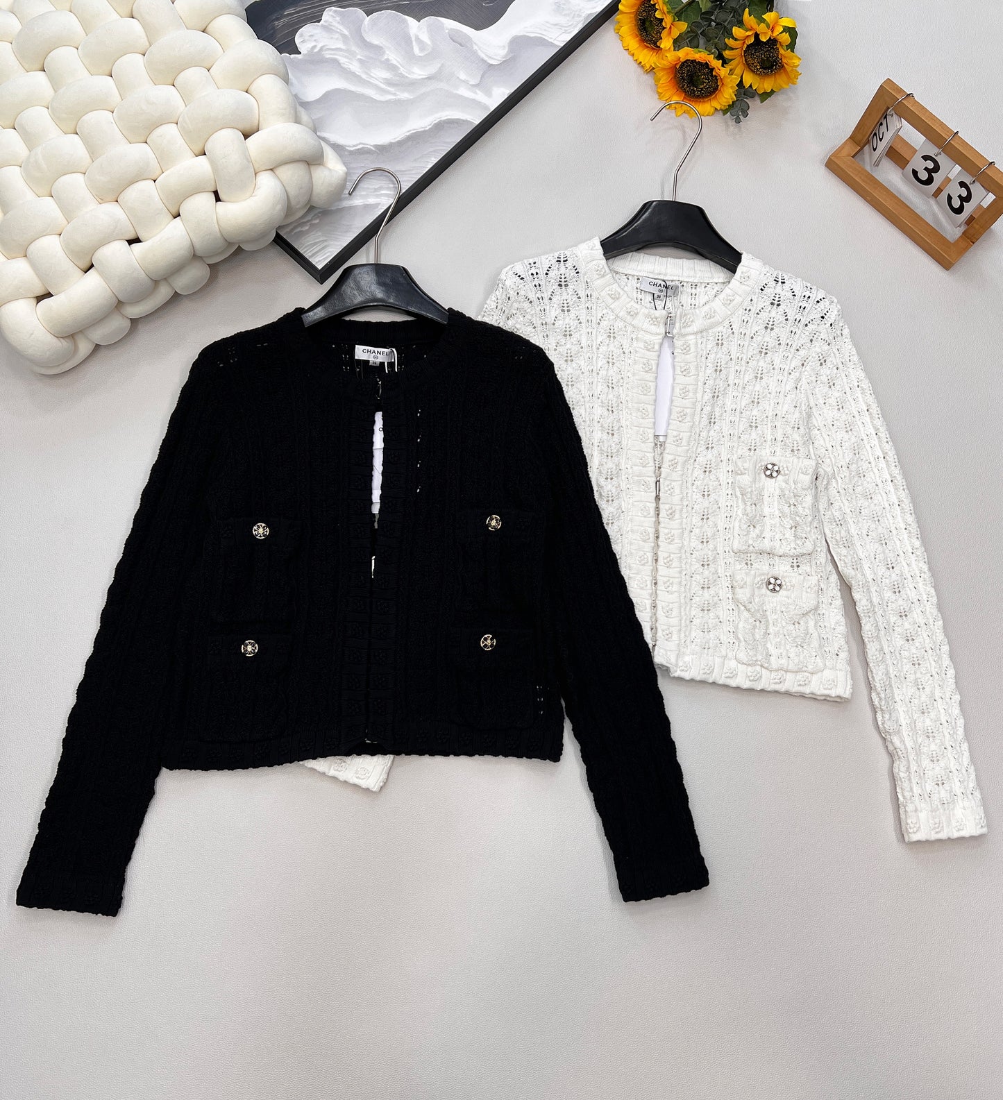 C 25fw Hollow Embossed Woven Cardigan