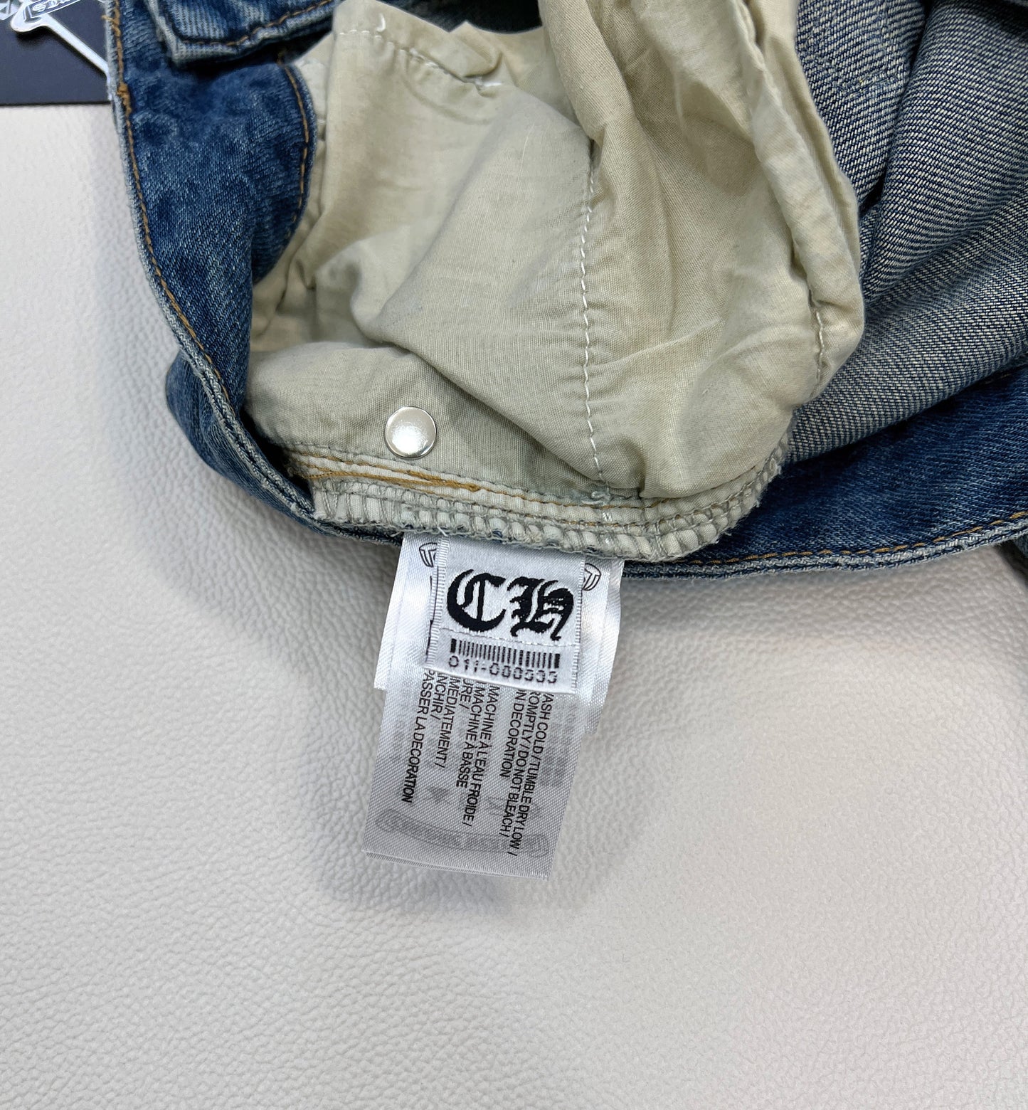 CH 25 New Cross Leather Logo Metal Straight-Leg Jeans