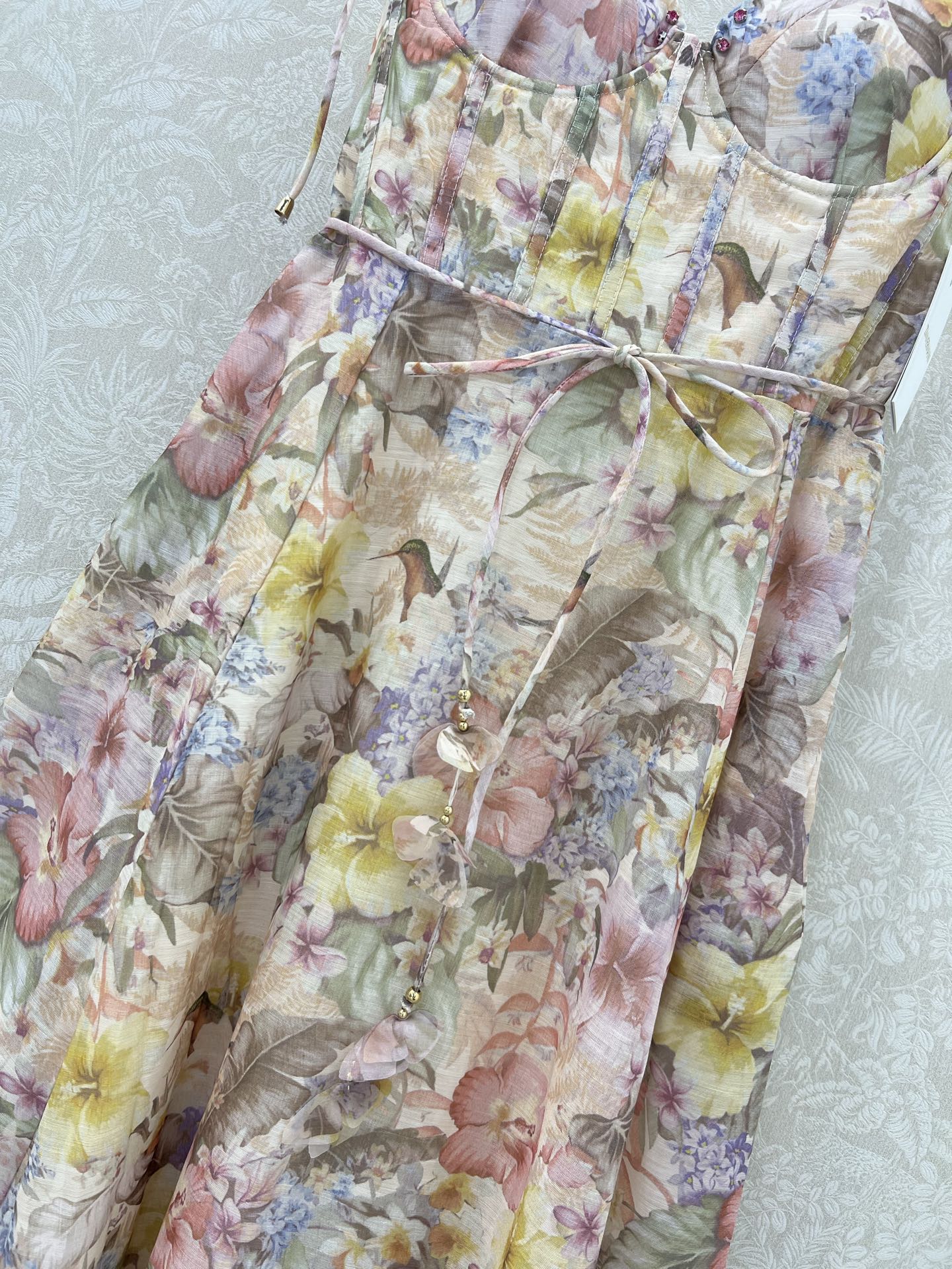 Z 25 New Flower Cluster Printed Halter Dresses