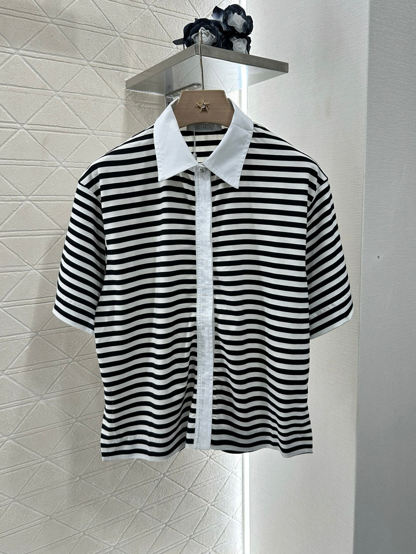 MA 25 Striped knit cardigan with short sleeves