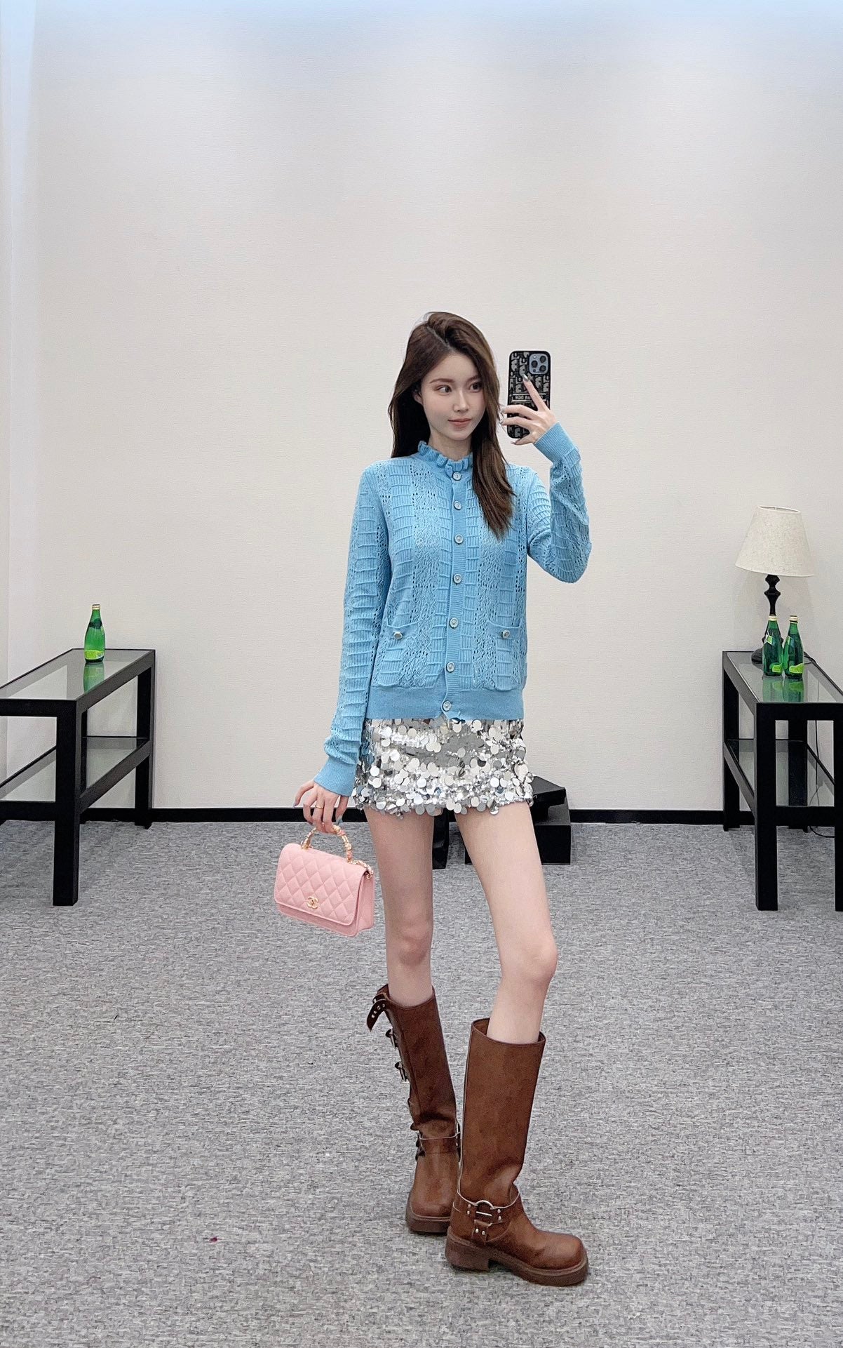 C 25 Lace hollow knitted cardigan