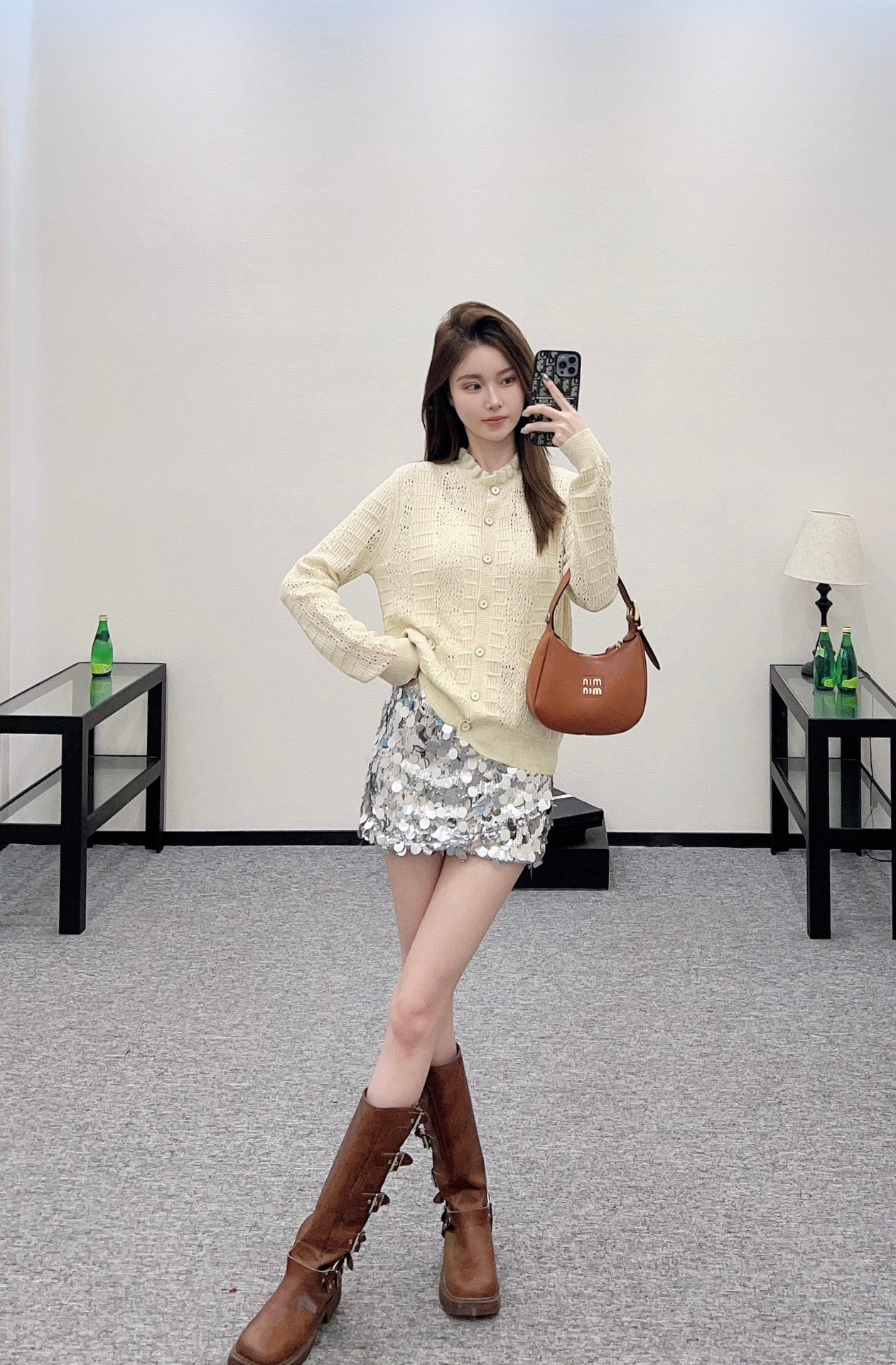 C 25 Lace hollow knitted cardigan