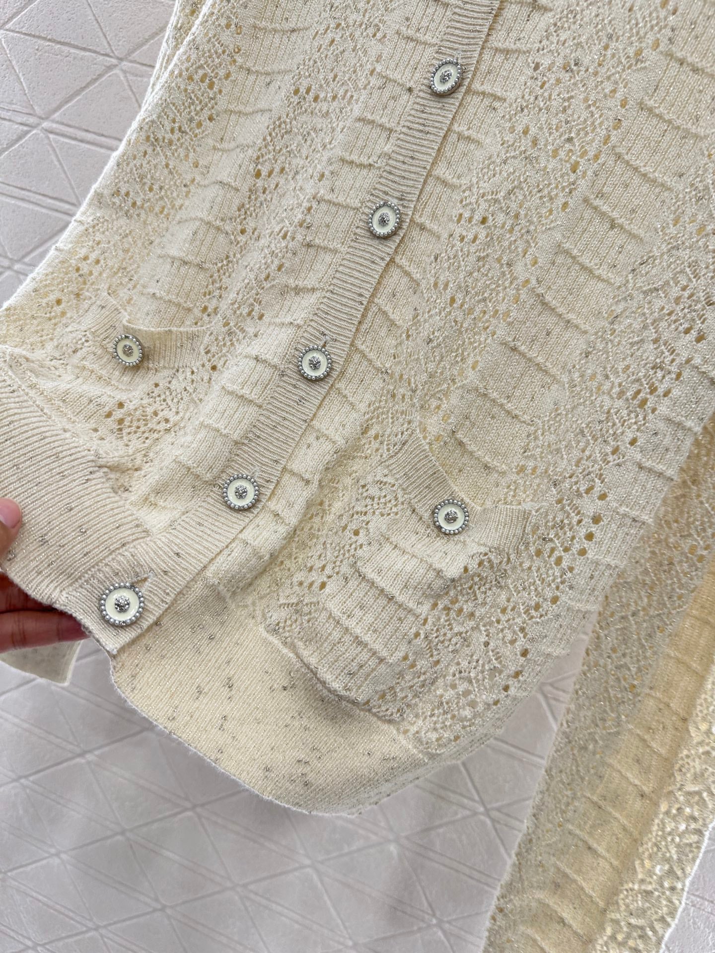 C 25 Lace hollow knitted cardigan