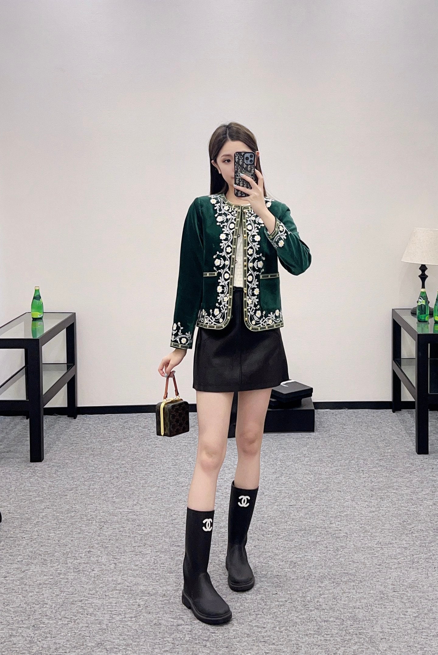 CE 2025 Velvet Embroidery Crew Neck Jacket
