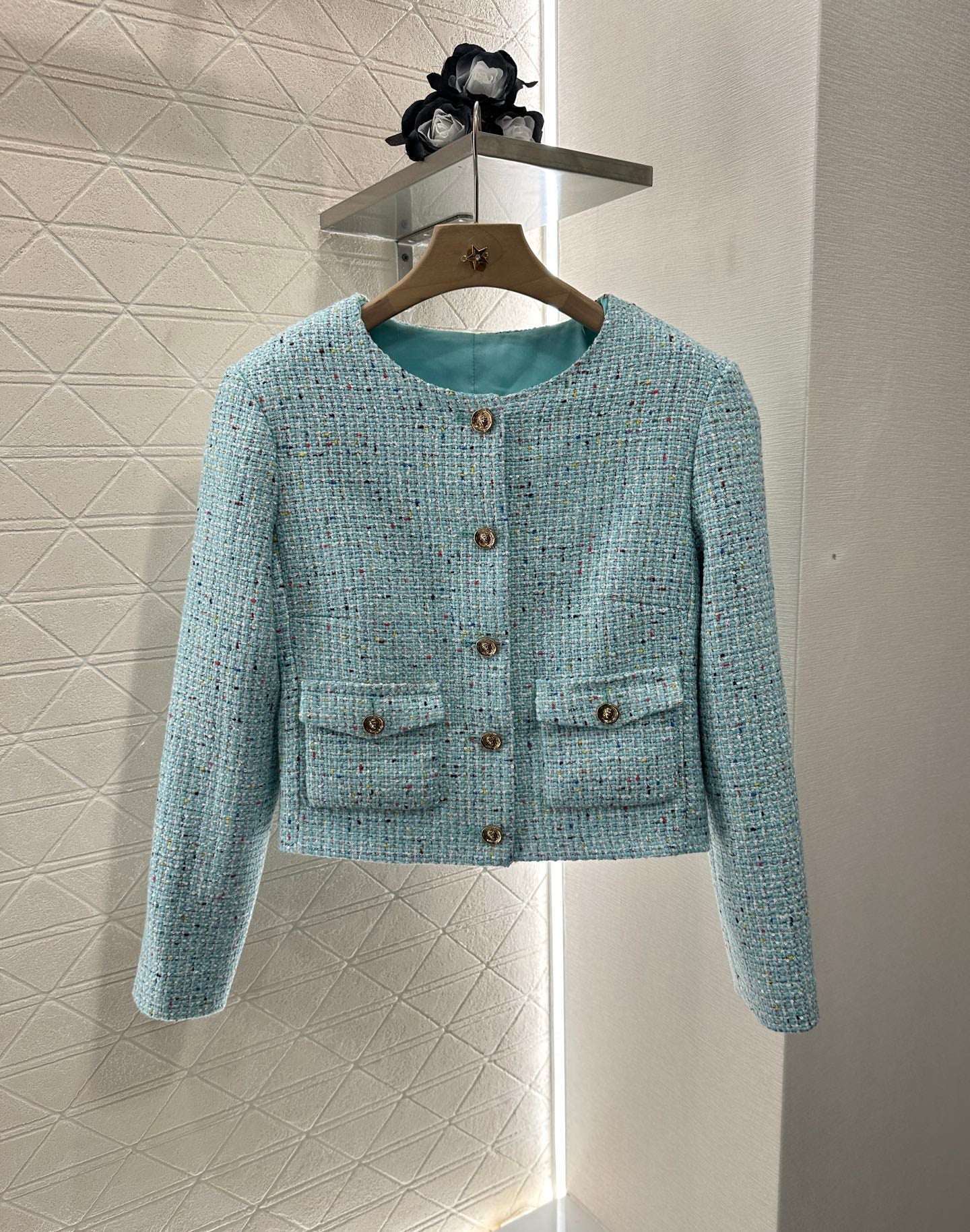 C 25 NEW Tweed Colorful Dot Coat