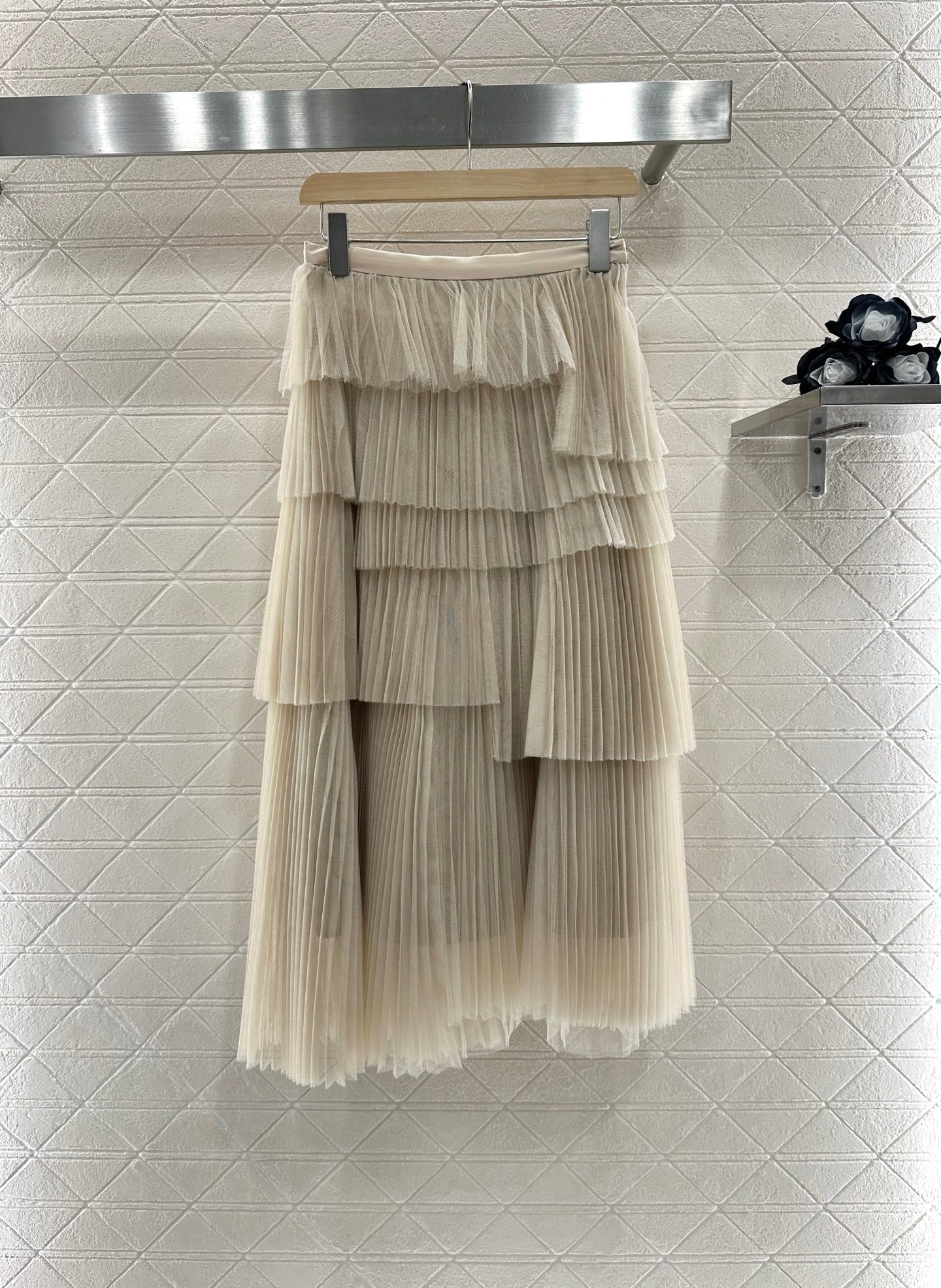 D 25 High waist cake multi-layer long gauze skirt