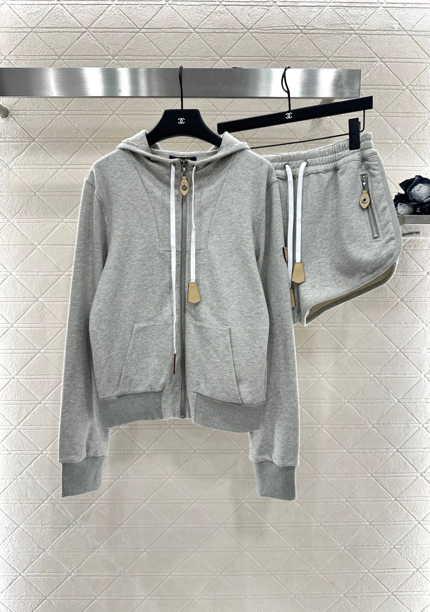 L 25 Hooded Drawstring Jacket and Shorts Set