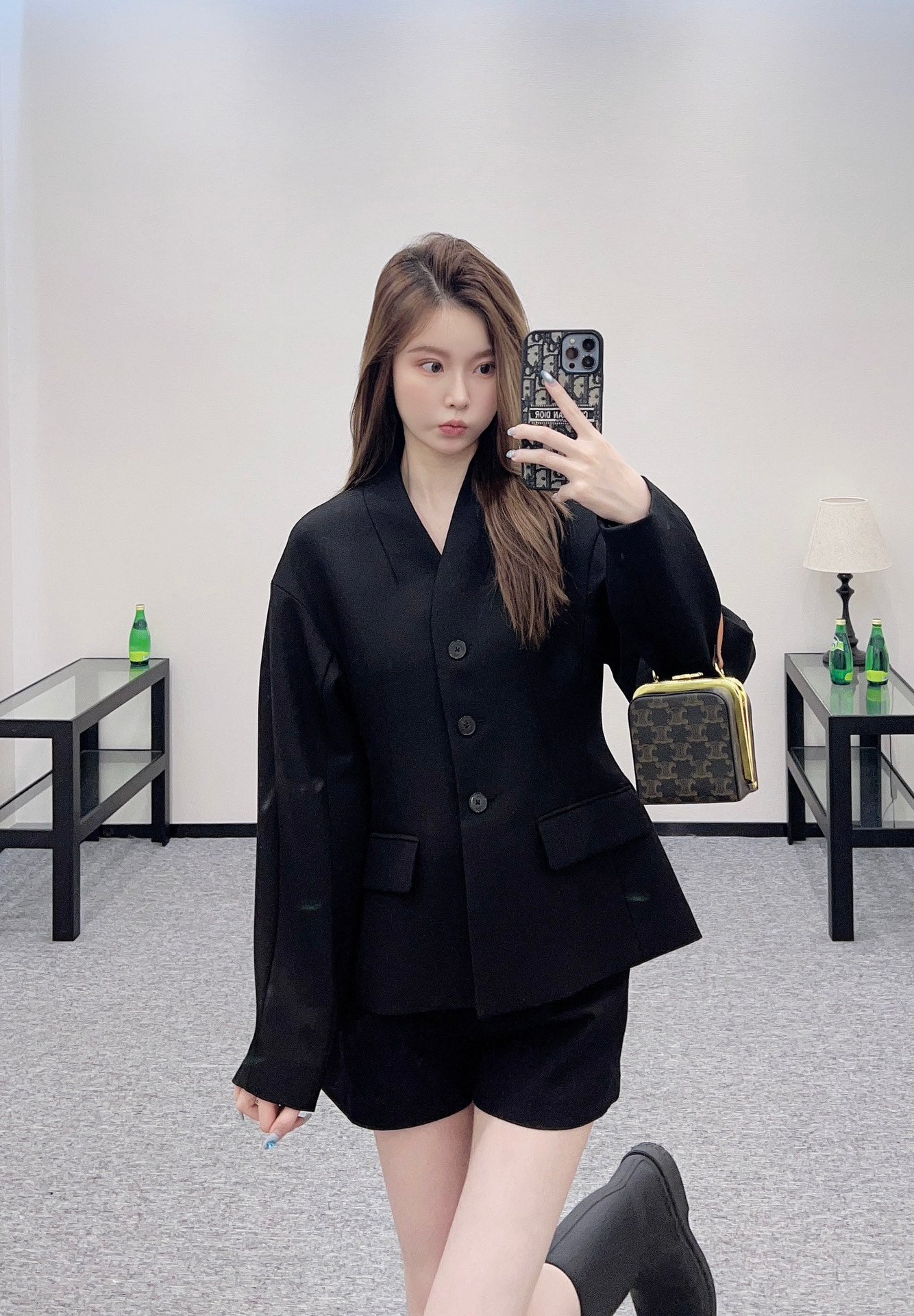 D 25 Silk-blend long-sleeved oversized coat