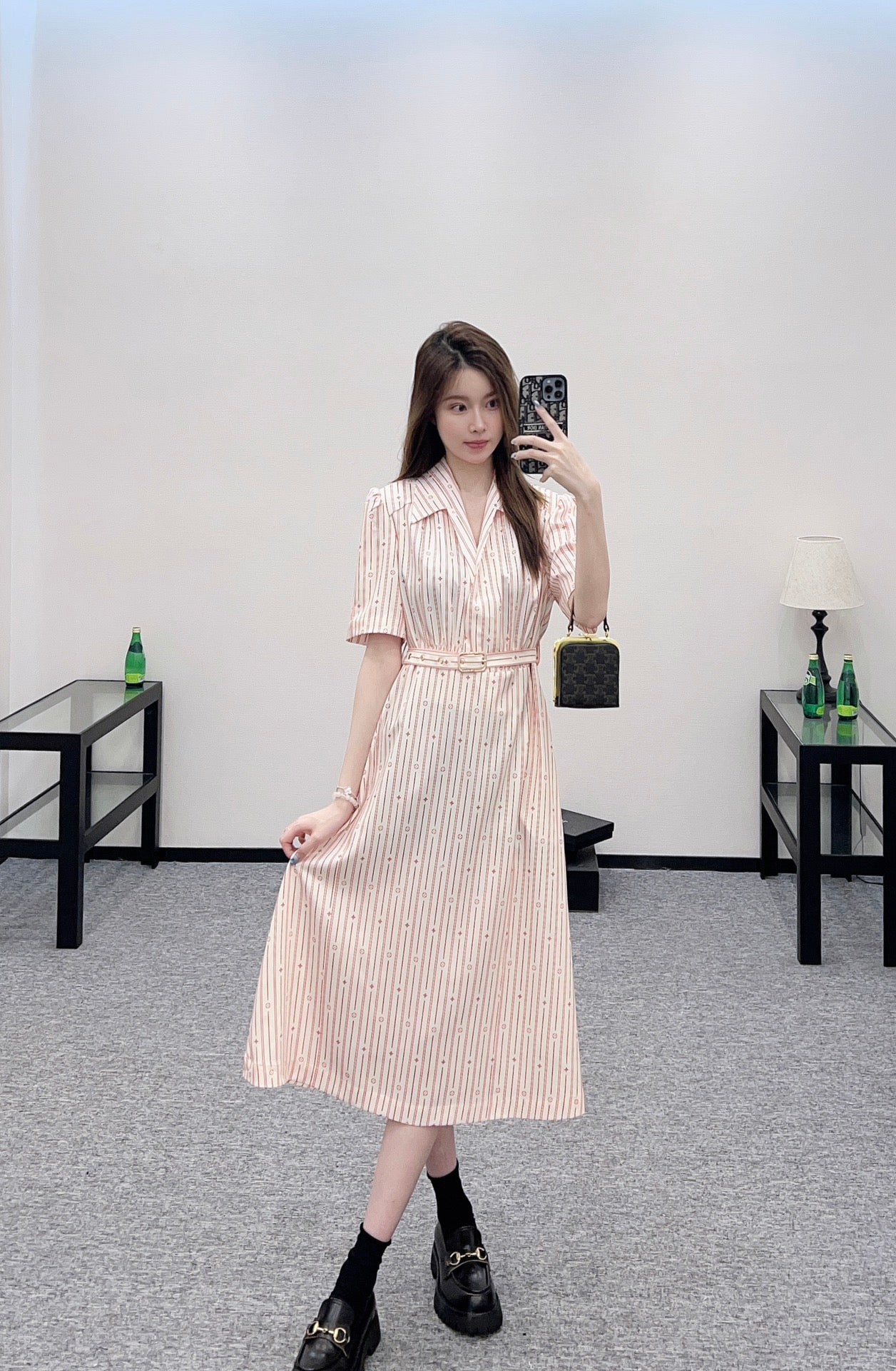 L 25 Printed Belted Dress