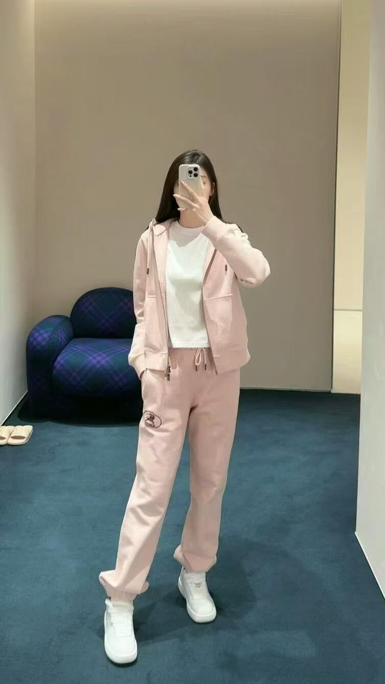 BU 25 Hooded drawstring zipper jacket and pants set