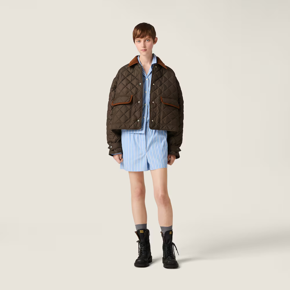 M 25fw Army Green Plaid Quilted Jacket