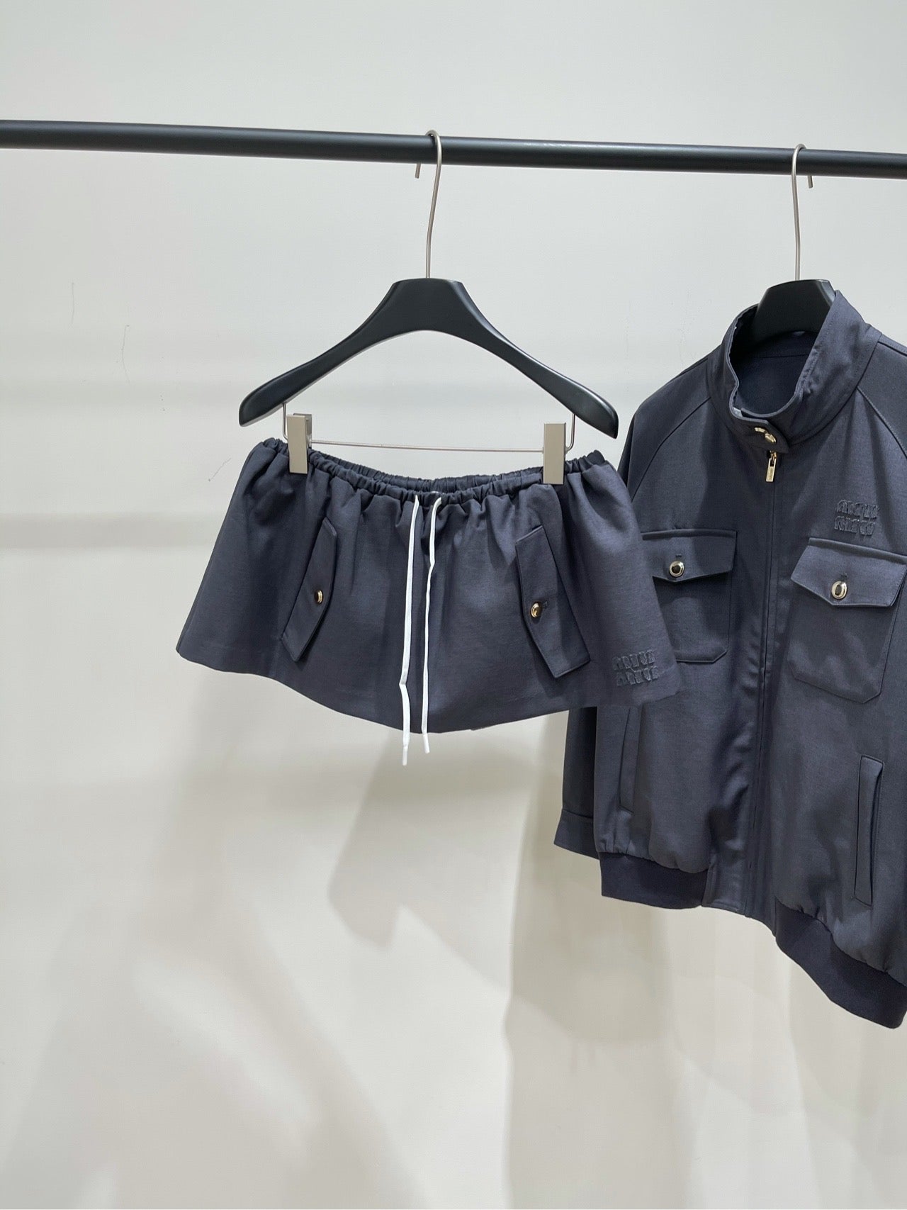 M 25fw Medium Dark Gray Workwear Flight Jacket + Mini Skirt