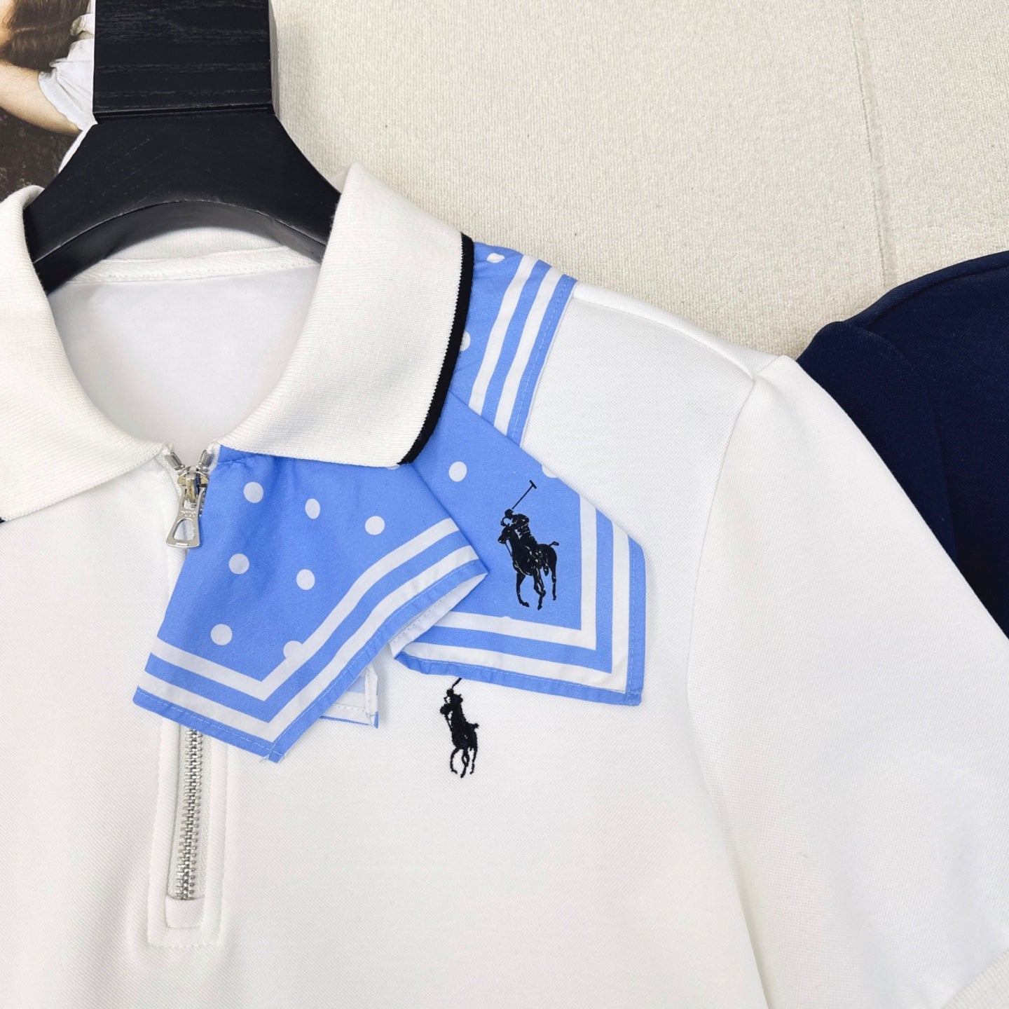 R 25Ss Early Fall New Polka Dot Classic Pattern Print Scarf Decorated Polo Lapel Dress