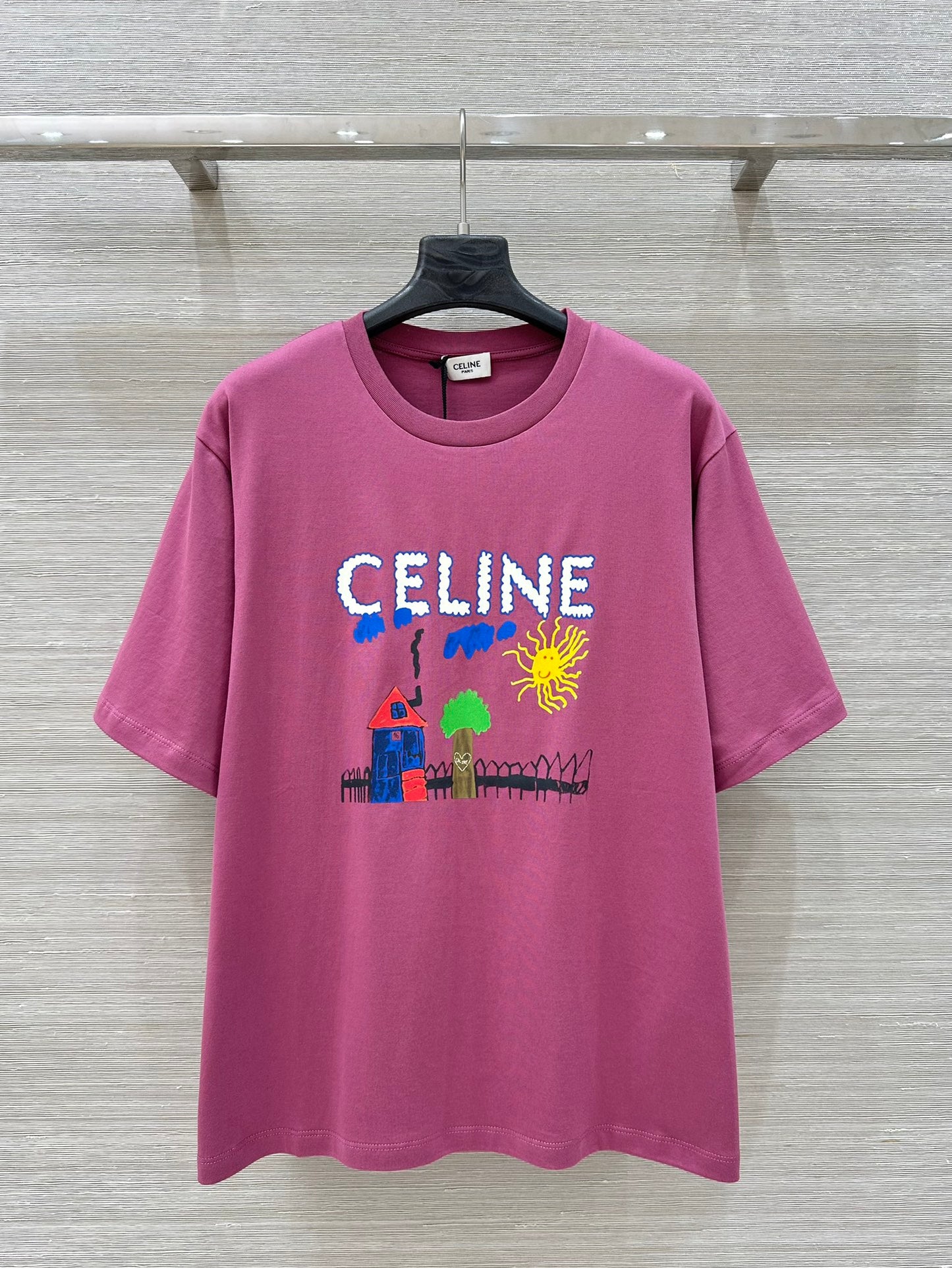 CE 25 Spring and Summer new style, childlike graffiti print round neck short-sleeved T-shirt!