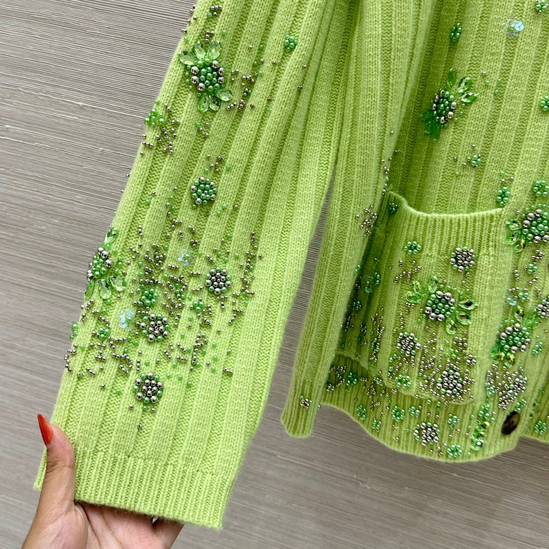 G 25 new autumn and winter products, heavy beaded embroidered cashmere cardigan