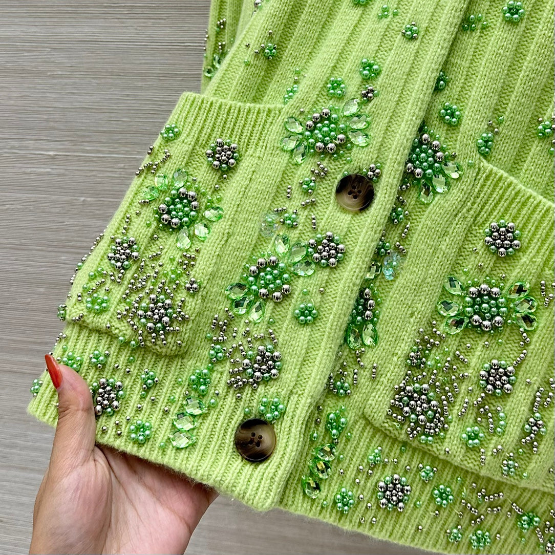 G 25 new autumn and winter products, heavy beaded embroidered cashmere cardigan
