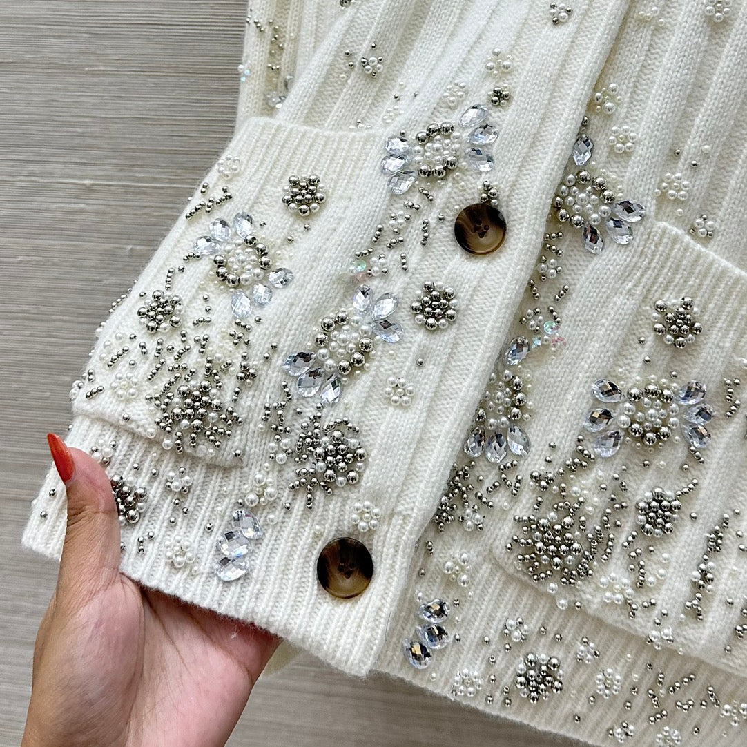 G 25 new autumn and winter products, heavy beaded embroidered cashmere cardigan