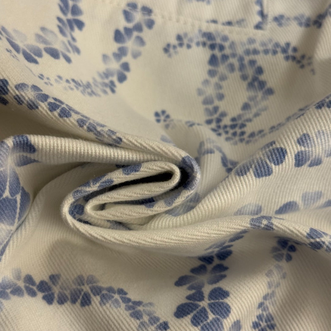 C 25 New Camellia logo positioning print fashion denim pants