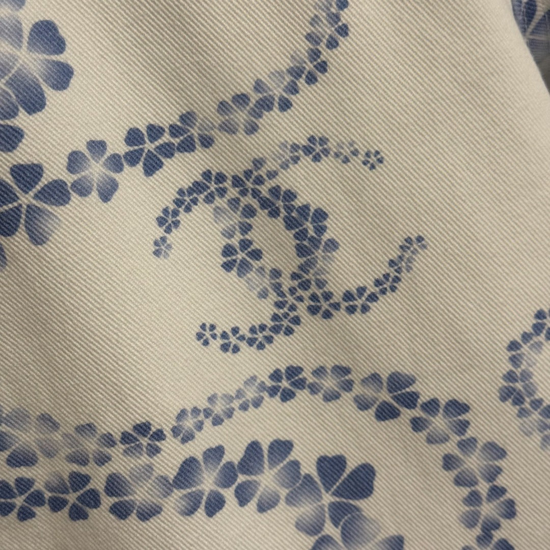 C 25 New Camellia logo positioning print fashion denim pants