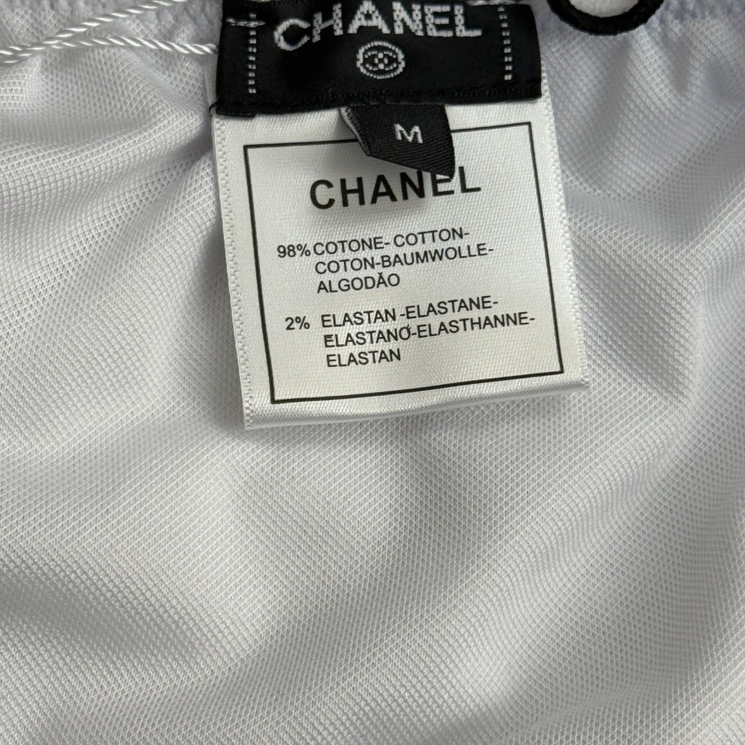 C 25 Nouveau maillot de bain bikini en tissu éponge avec logo fendu (BLANC NOIR)