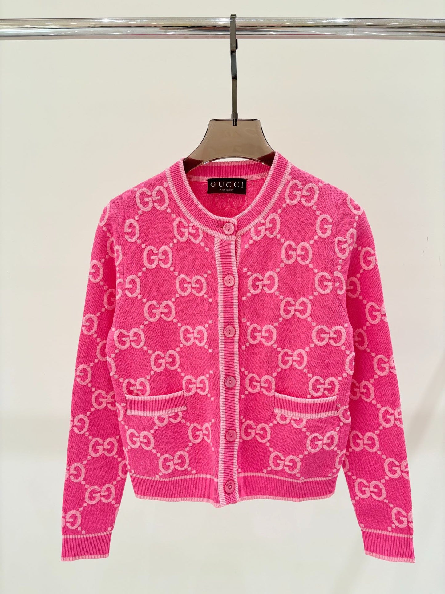 G 24 Early Autumn New round neck color blocking jacquard knit cardigan