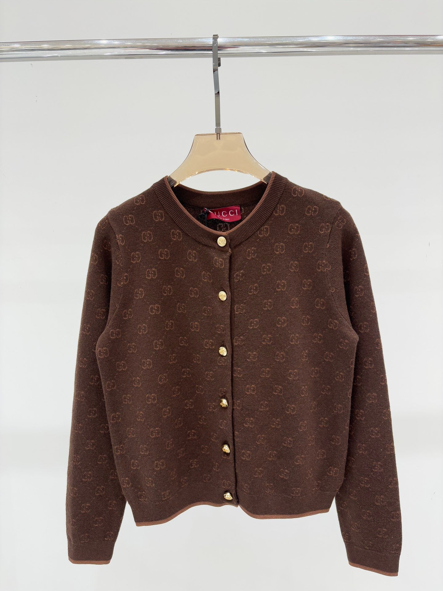 G 25 Early spring new letters logo jacquard full print knit cardigan