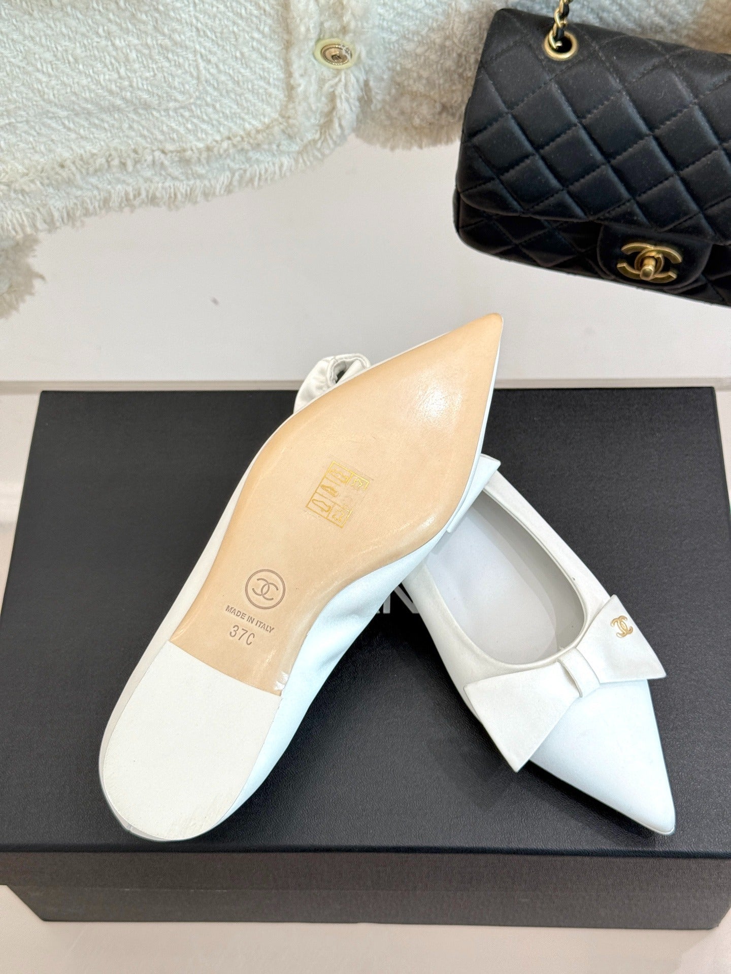C 25A New Pointed Toe Bow Ballet Shoes