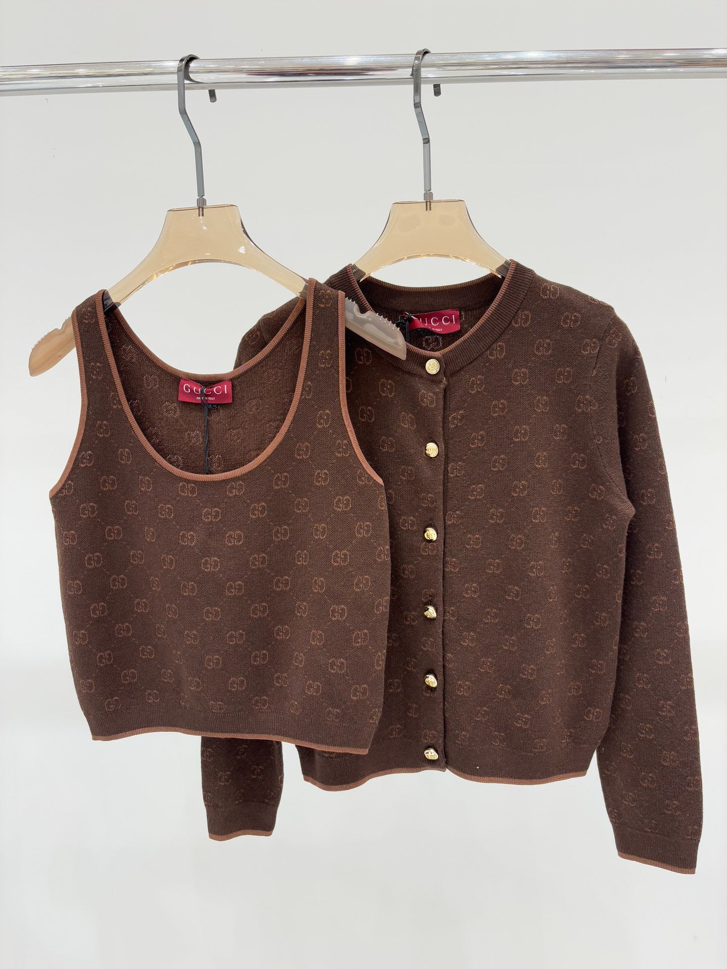 G 25 Early spring new letters logo jacquard full print knit cardigan