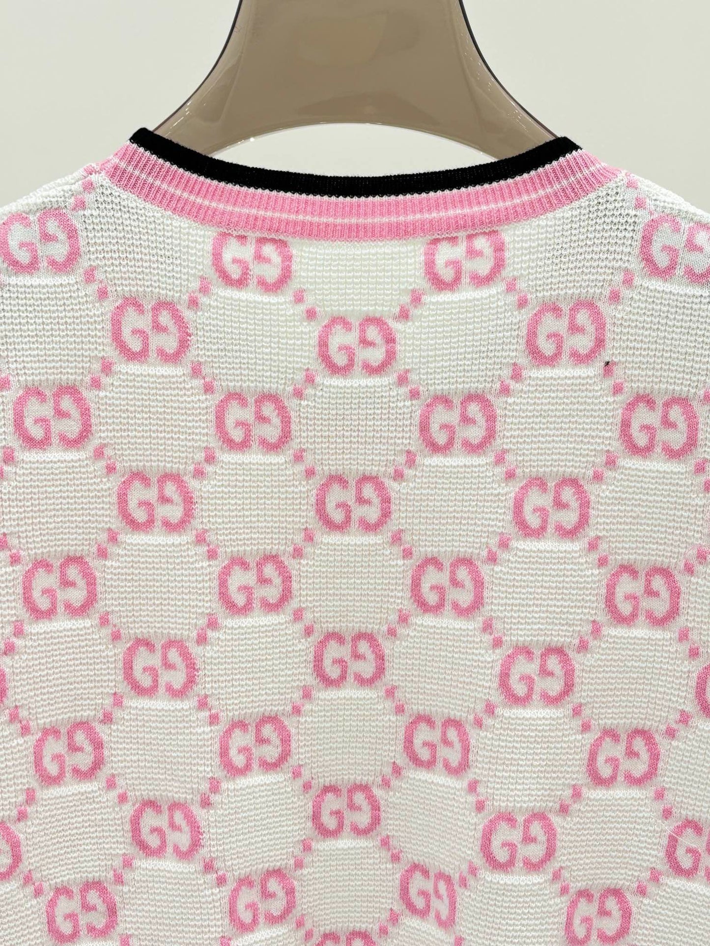 G 25 Summer new round neck double G letter jacquard knit short tops