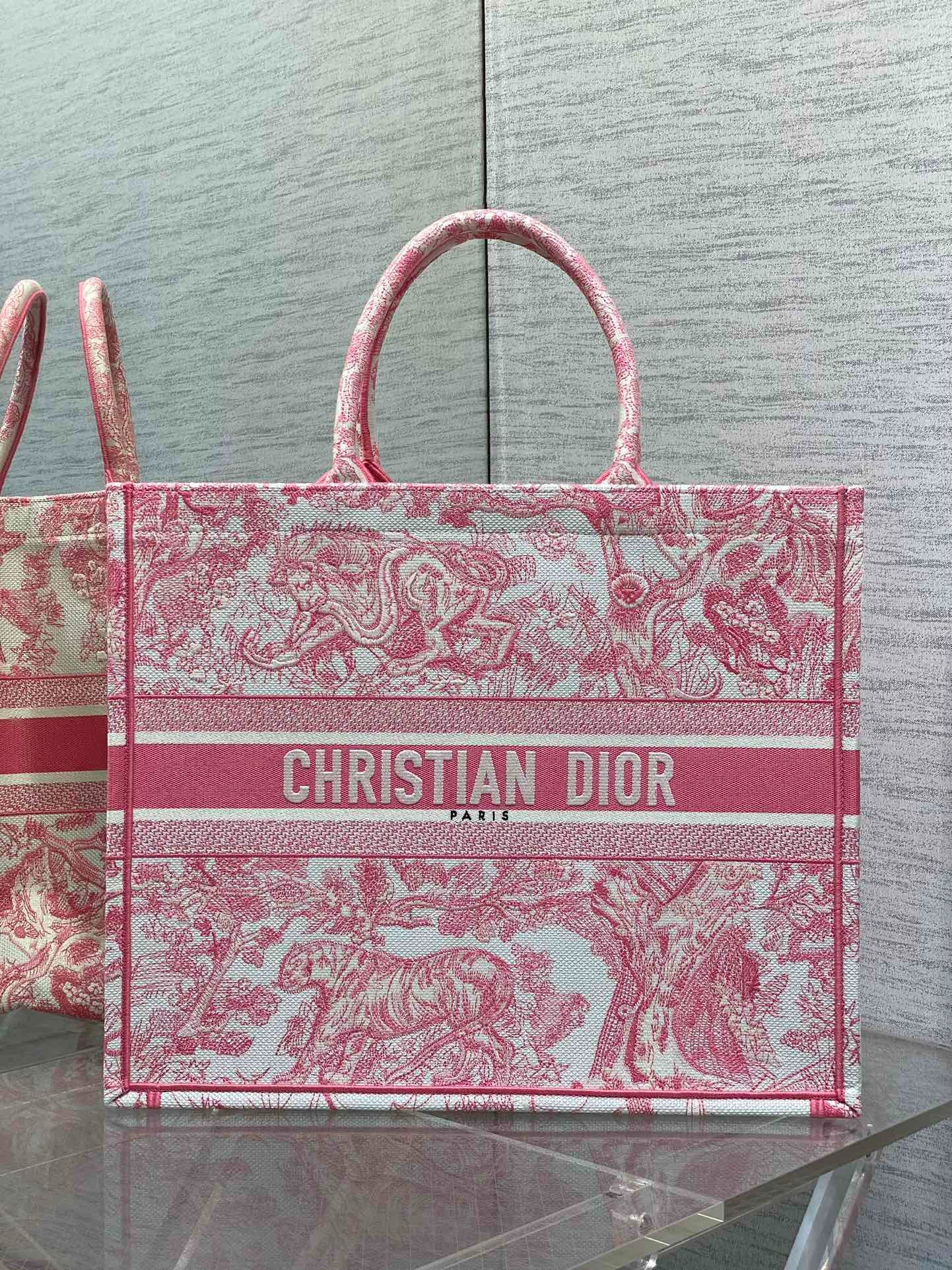 D 25 Tote Jungle Animal Embroidery Light Rose Color Bag
