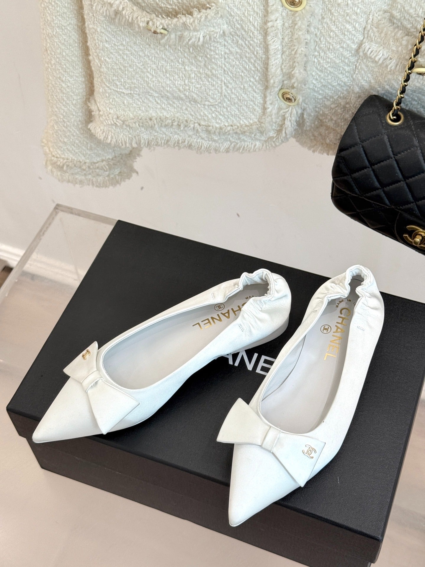 C 25A New Pointed Toe Bow Ballet Shoes