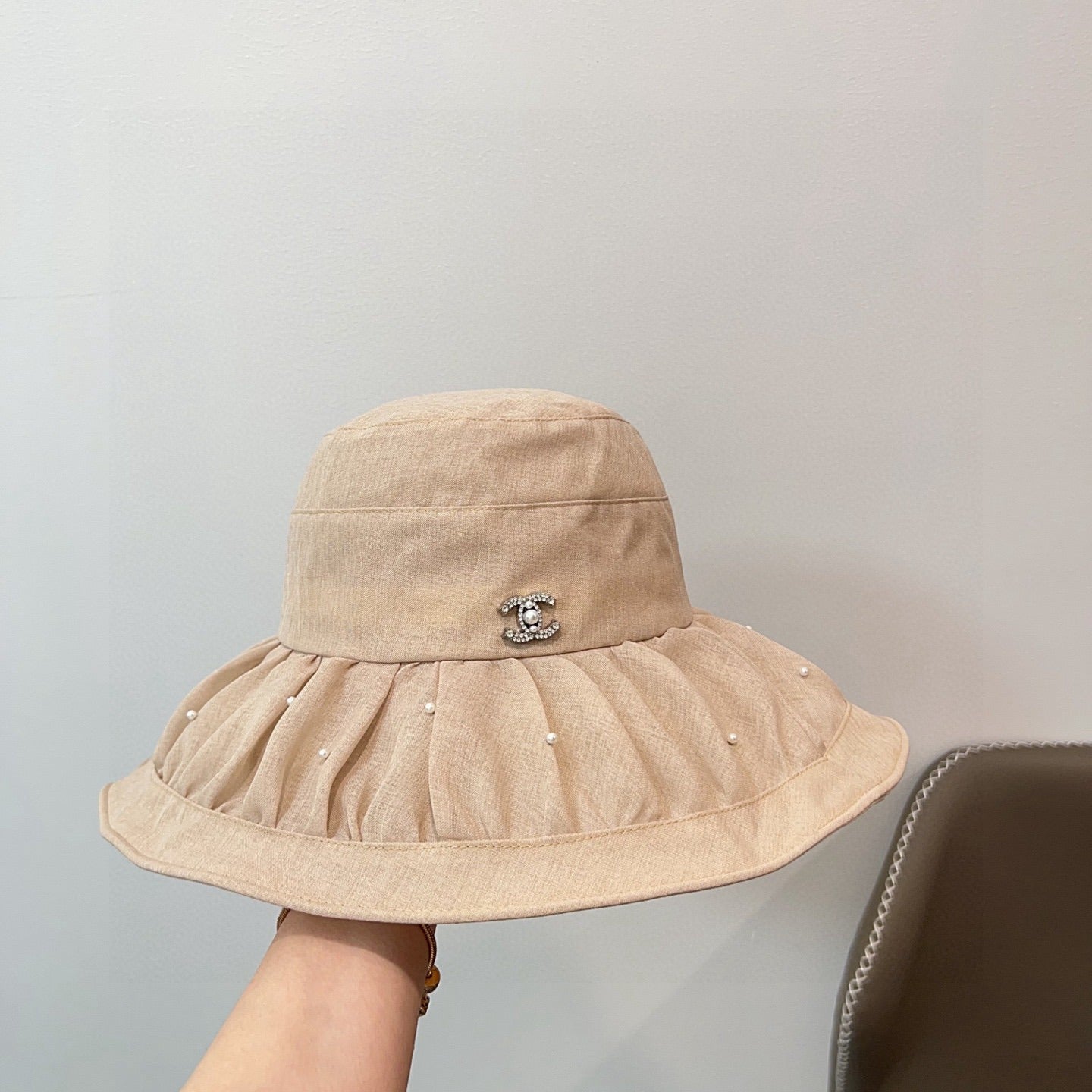 C 25 Spring and summer, organza, pearl, light luxury models, fisherman's hat