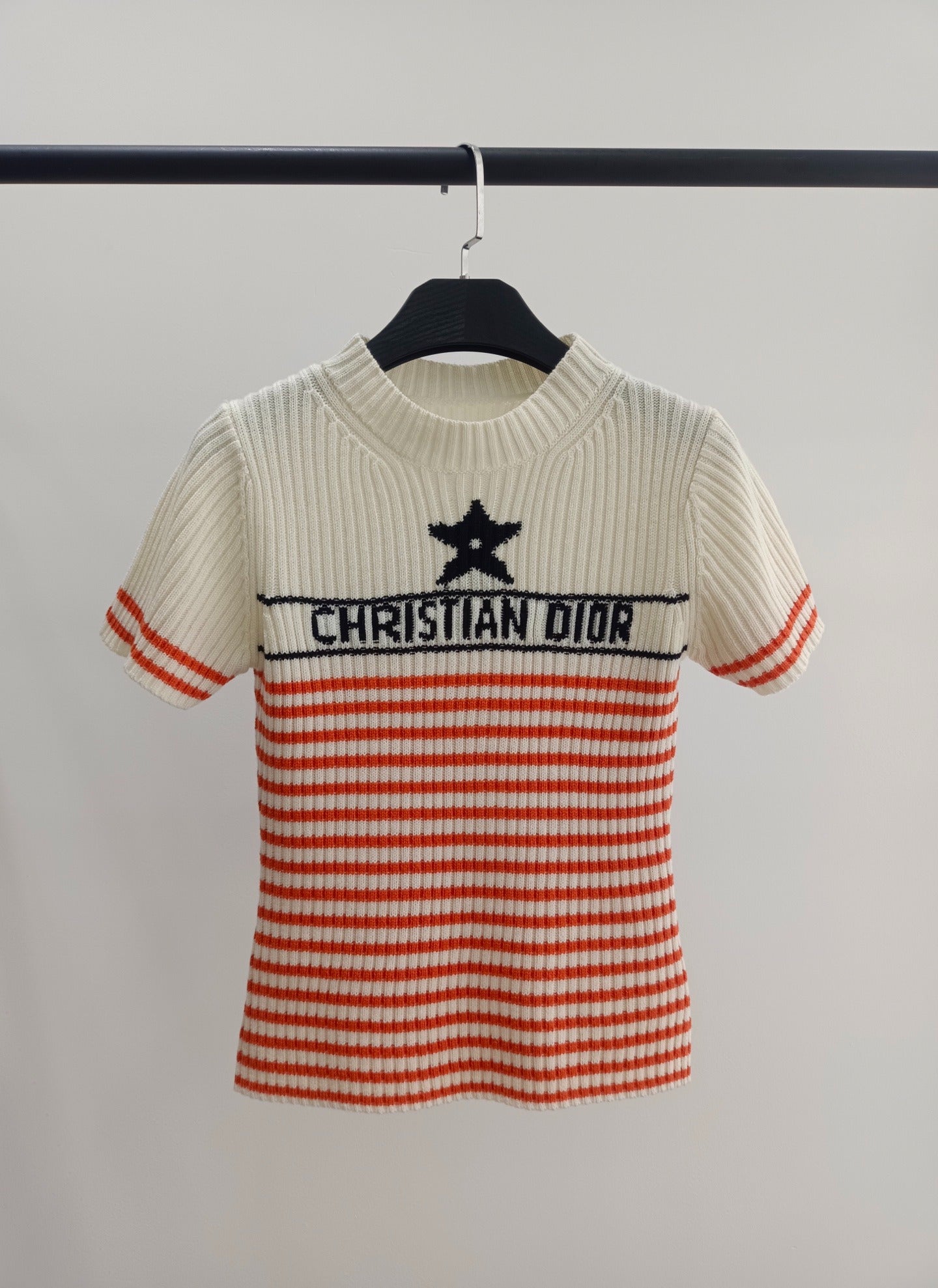 D 25 Pentagram Star Monogrammed Striped Knit Top