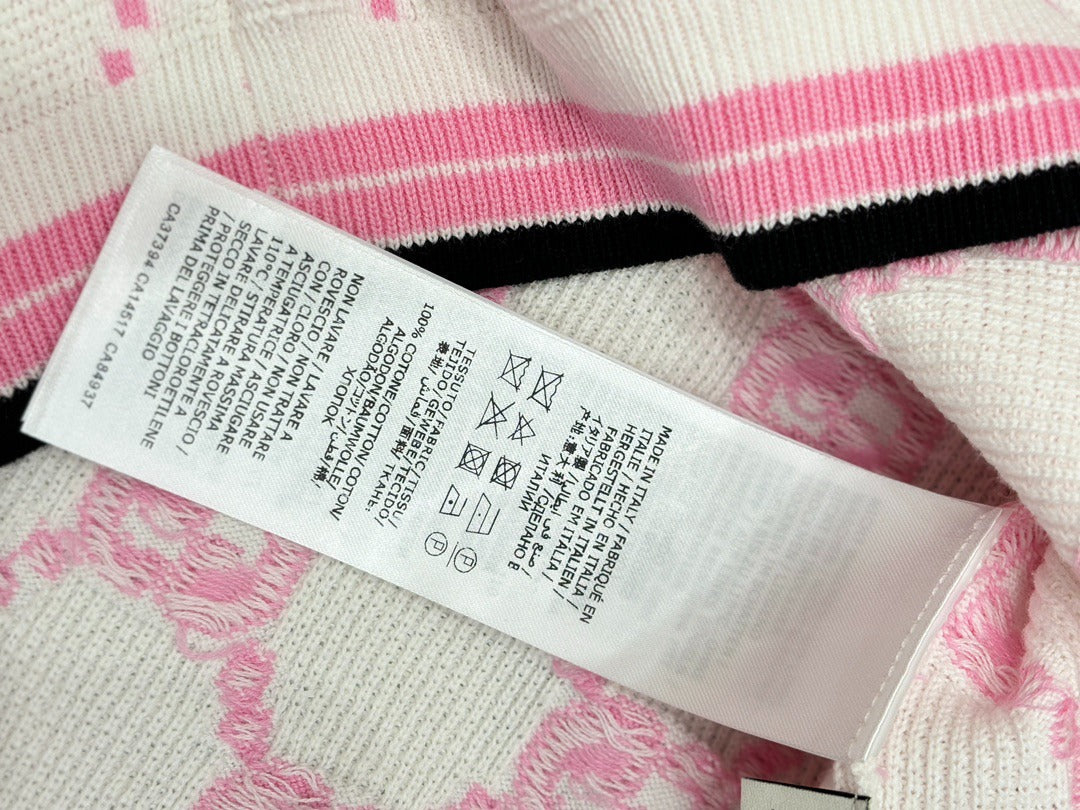 G 25 Summer new round neck double G letter jacquard knit short tops