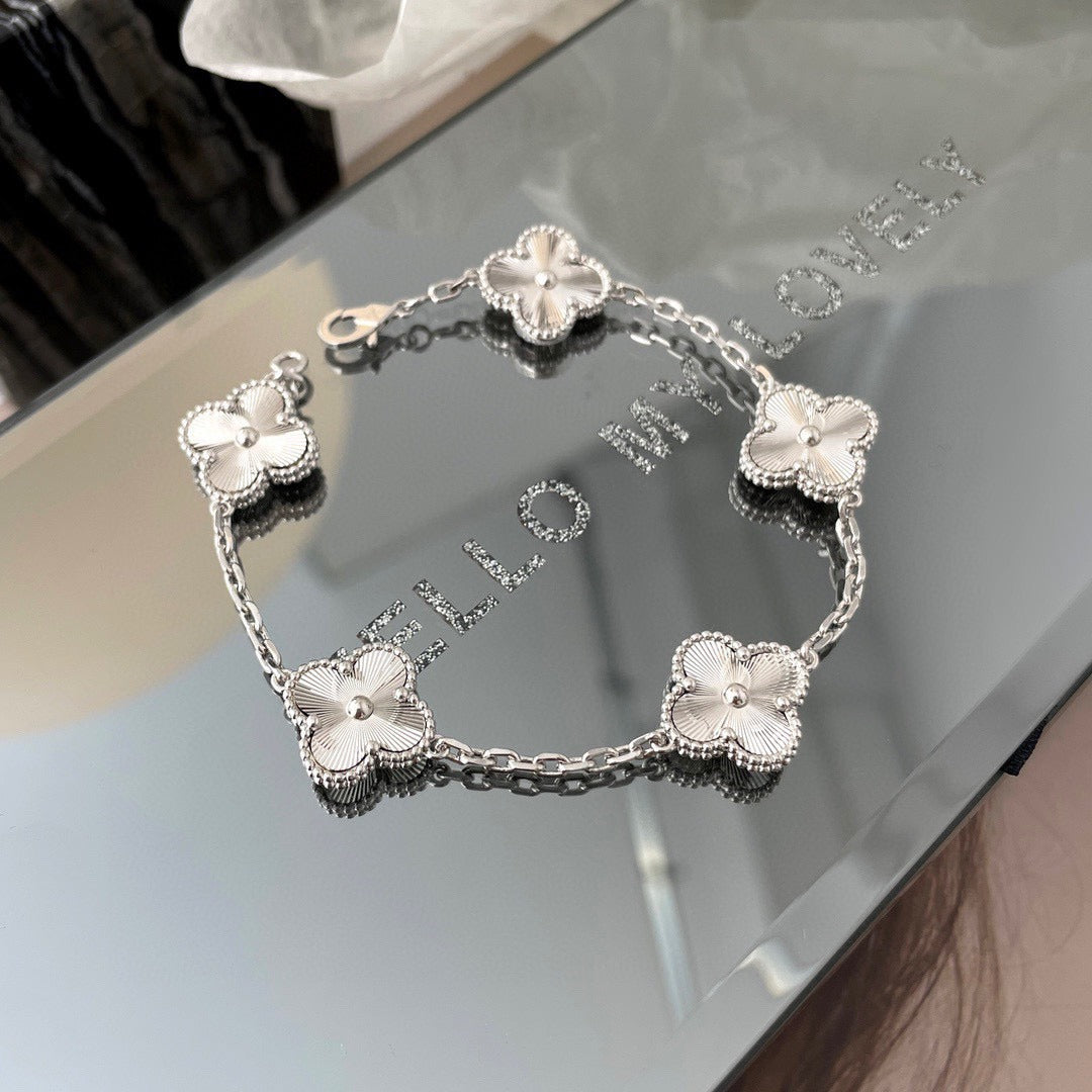 Laser Clover Multi-Refractive Side Five Fives Bracelet