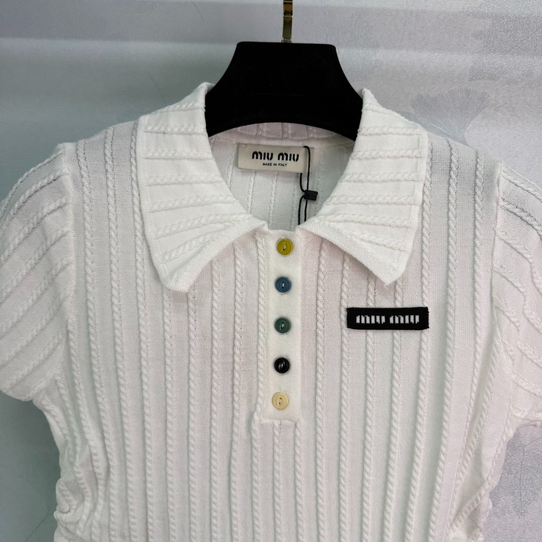 M 25 Lapel knit short-sleeved half cardigan