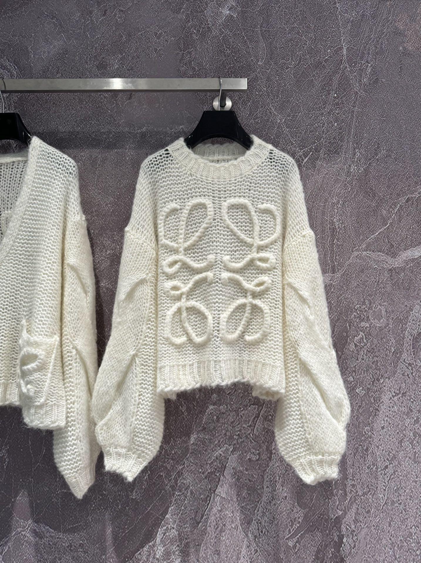 LO 25 Cream White Mohair Sweater