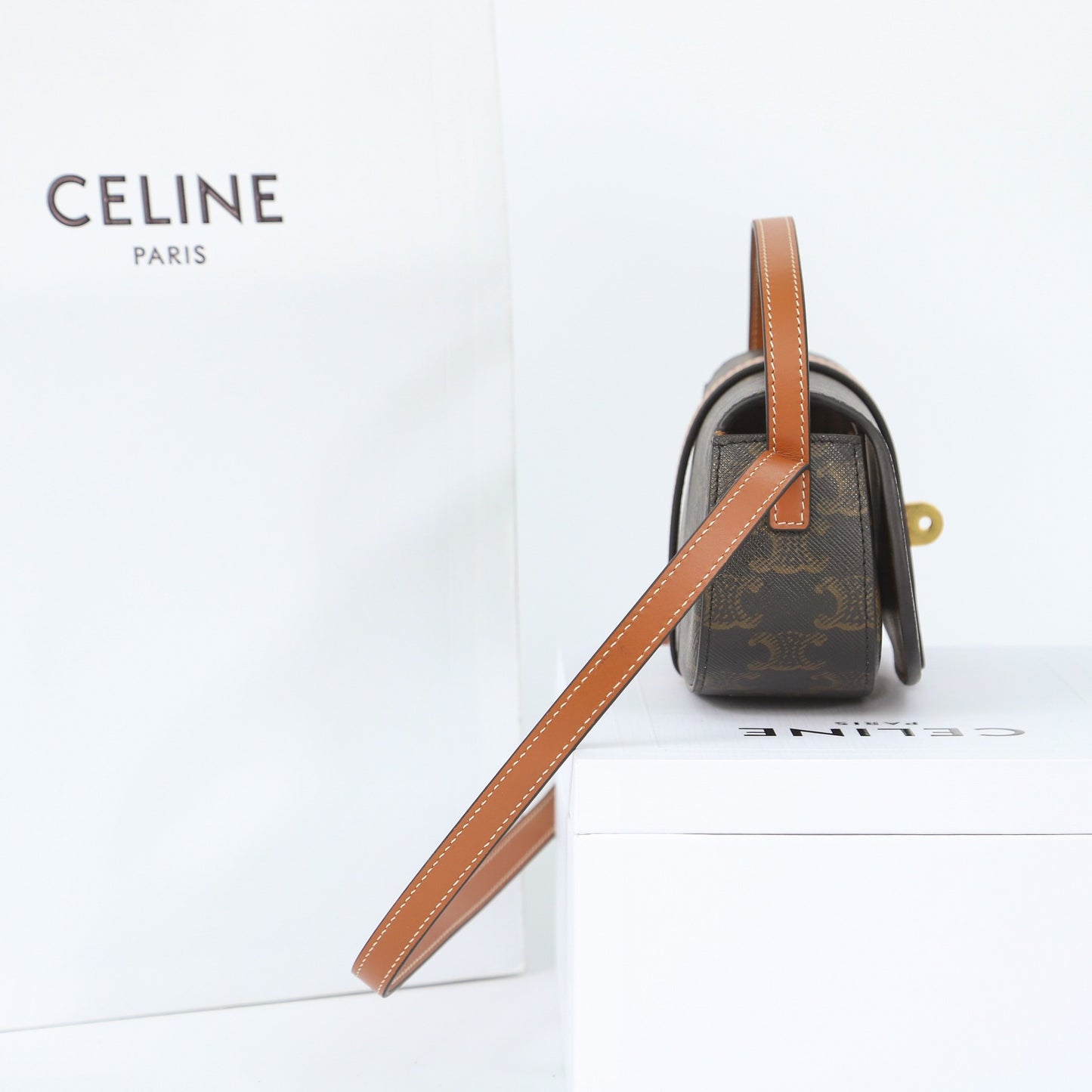 CE 25 LOGO printing gold lock decoration hand-held shoulder bag
