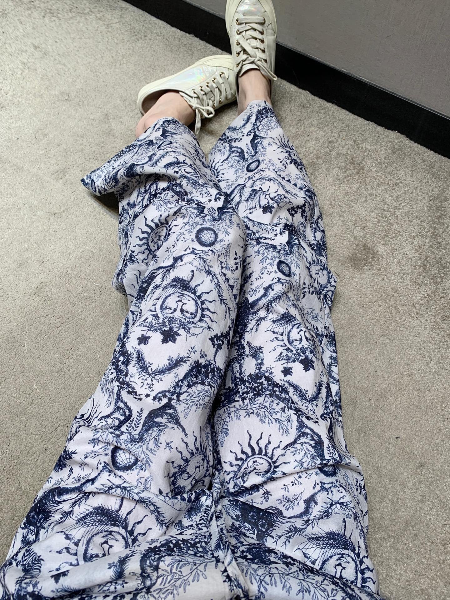 D 25Ss Spring and Summer New Sun Goddess Printed Casual Trousers