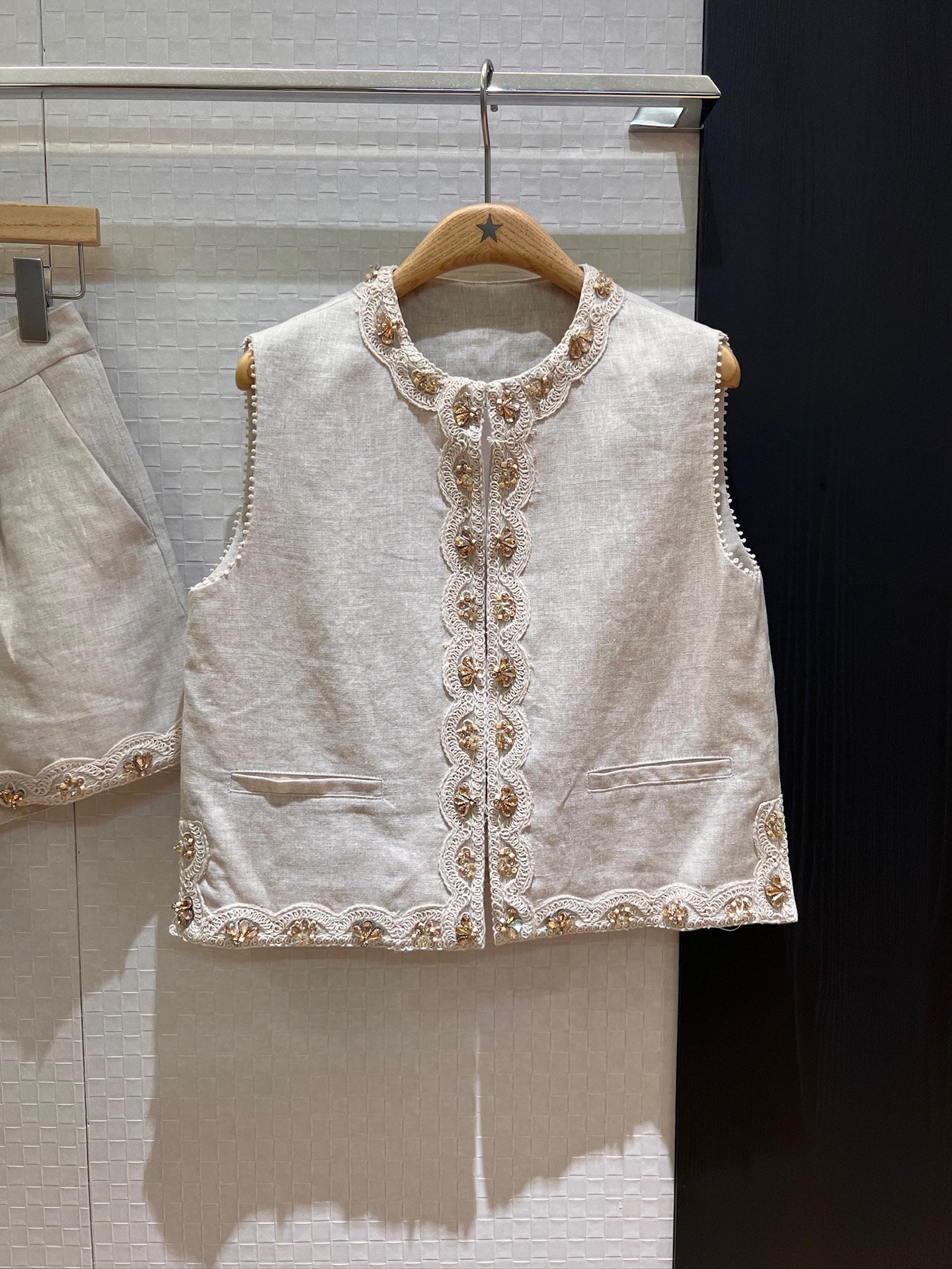 Z 25 Linen Studded Tank + Shorts Set
