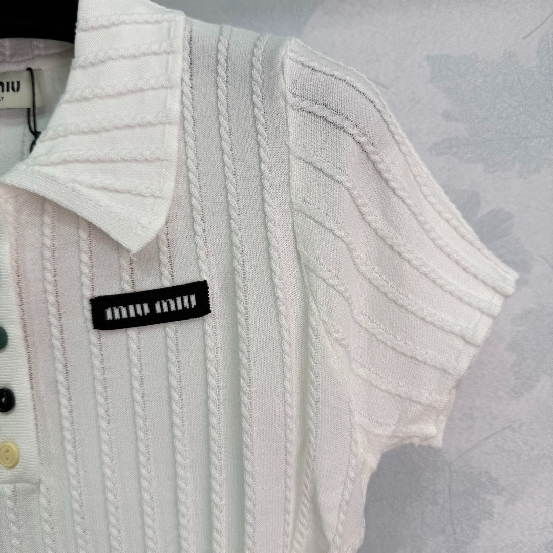 M 25 Lapel knit short-sleeved half cardigan
