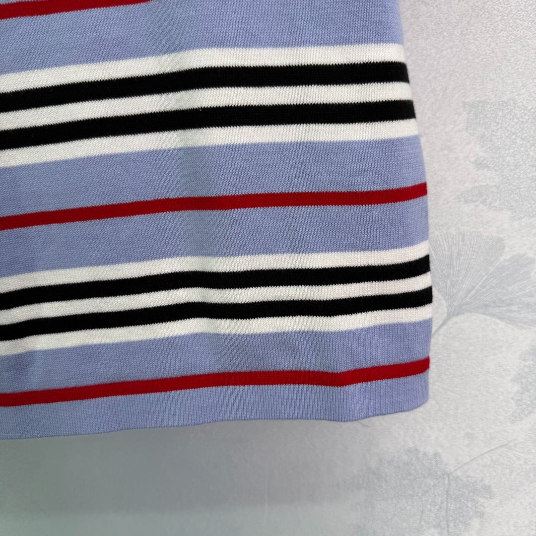 CE 2𝟓 New Striped Lapel Embroidered 𝐥𝐨𝐠𝐨 Short Sleeve